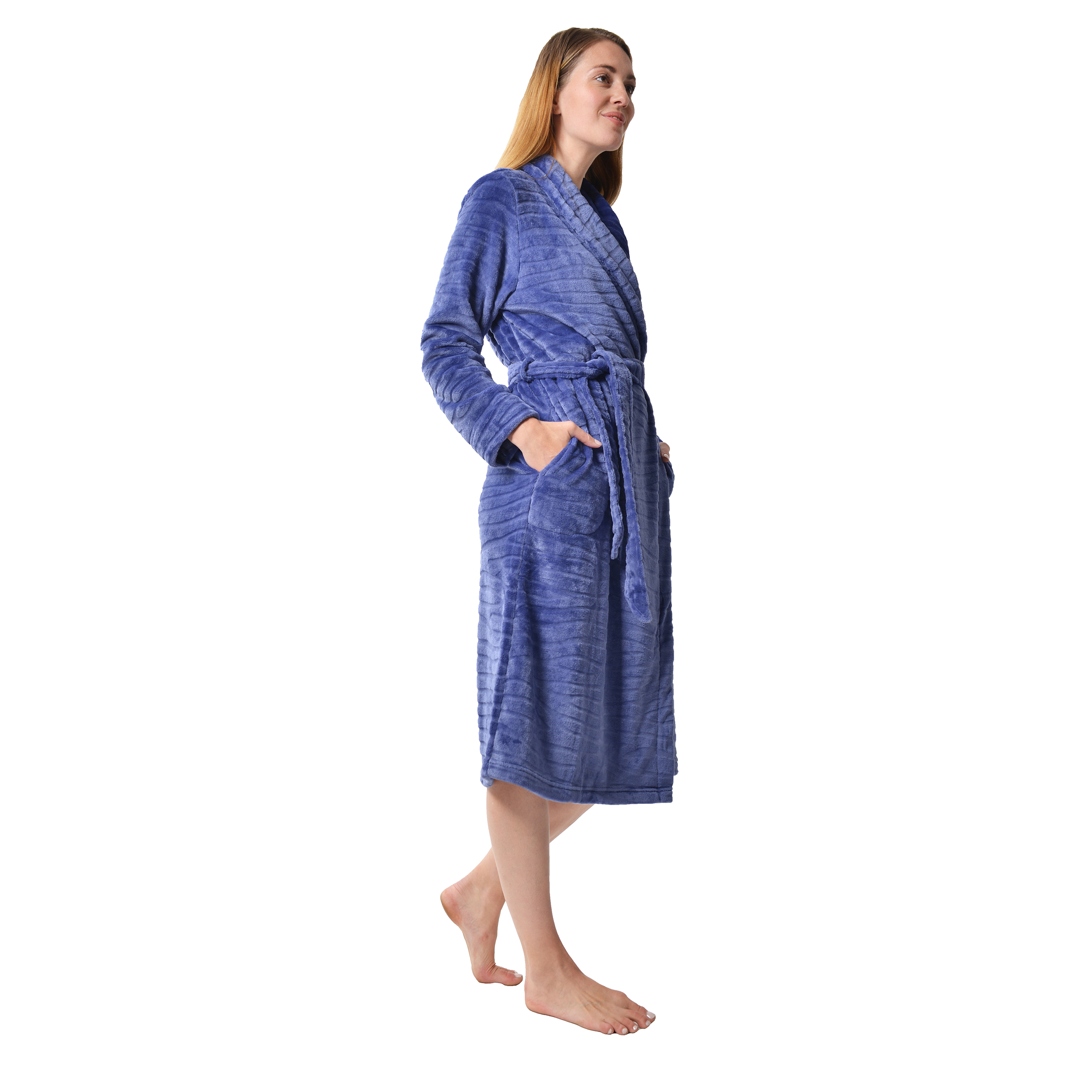 RAIKOU Damen Bademantel Morgenmantel Saunamantel weiches und super flauschiges Coral-Fleece Flausch RelaxKuschelfrottee Microfaser