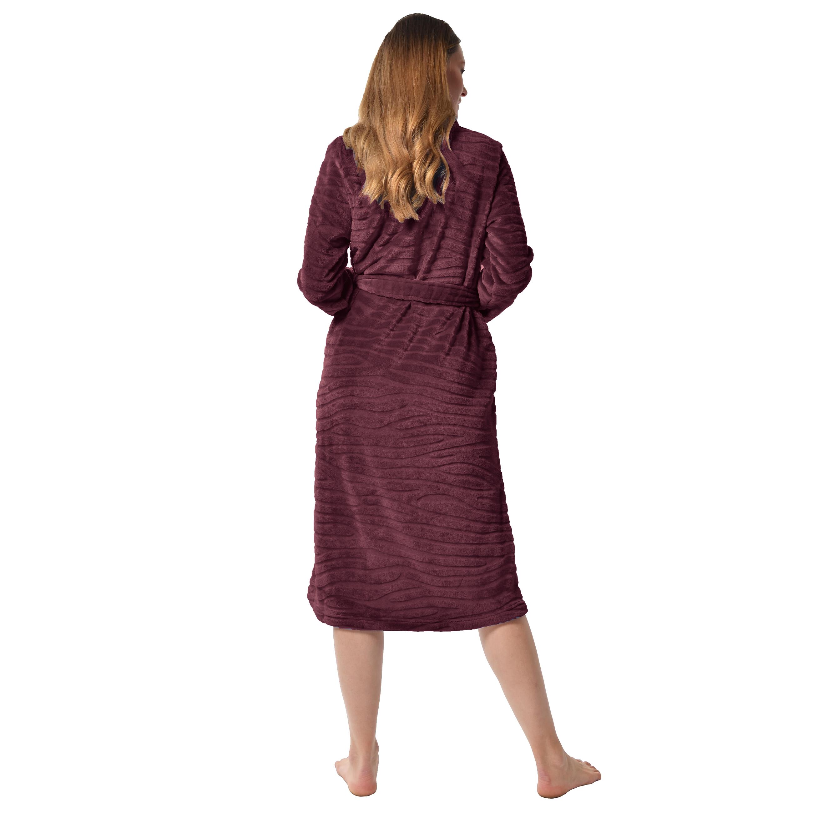RAIKOU Damen Bademantel Morgenmantel Saunamantel weiches und super flauschiges Coral-Fleece Flausch RelaxKuschelfrottee Microfaser