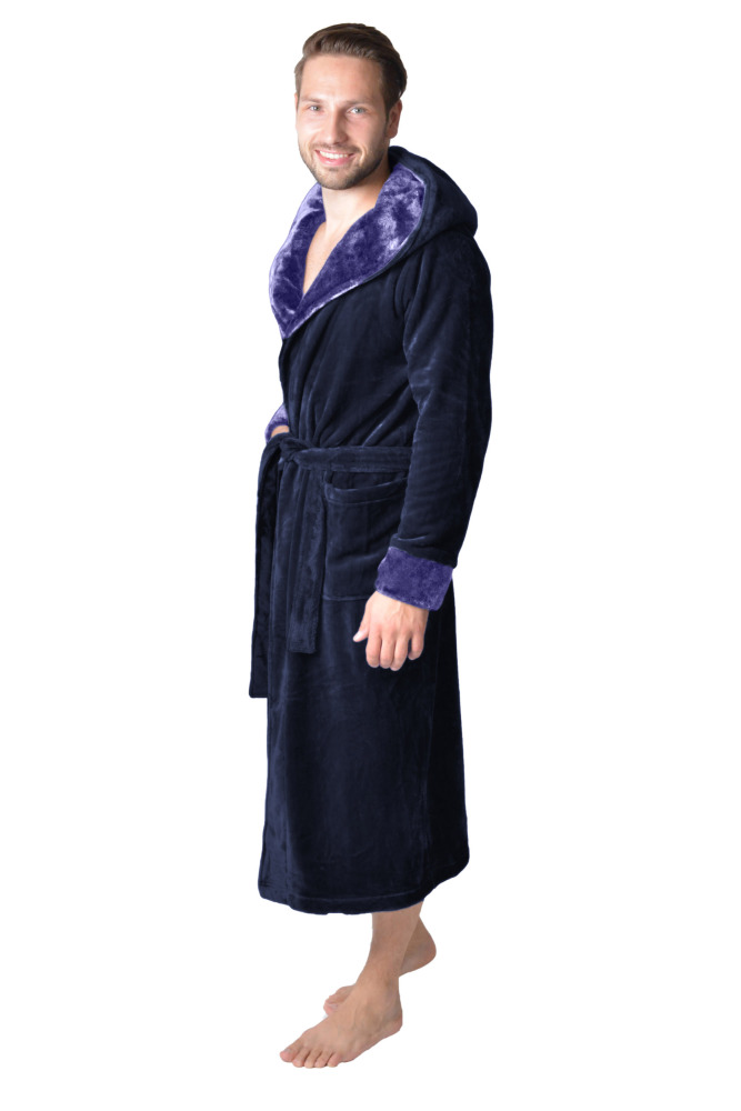 Damen Herren Kapuzen Unisex-Bademantel Saunamantel Morgenmantel Microfaser S-XXL