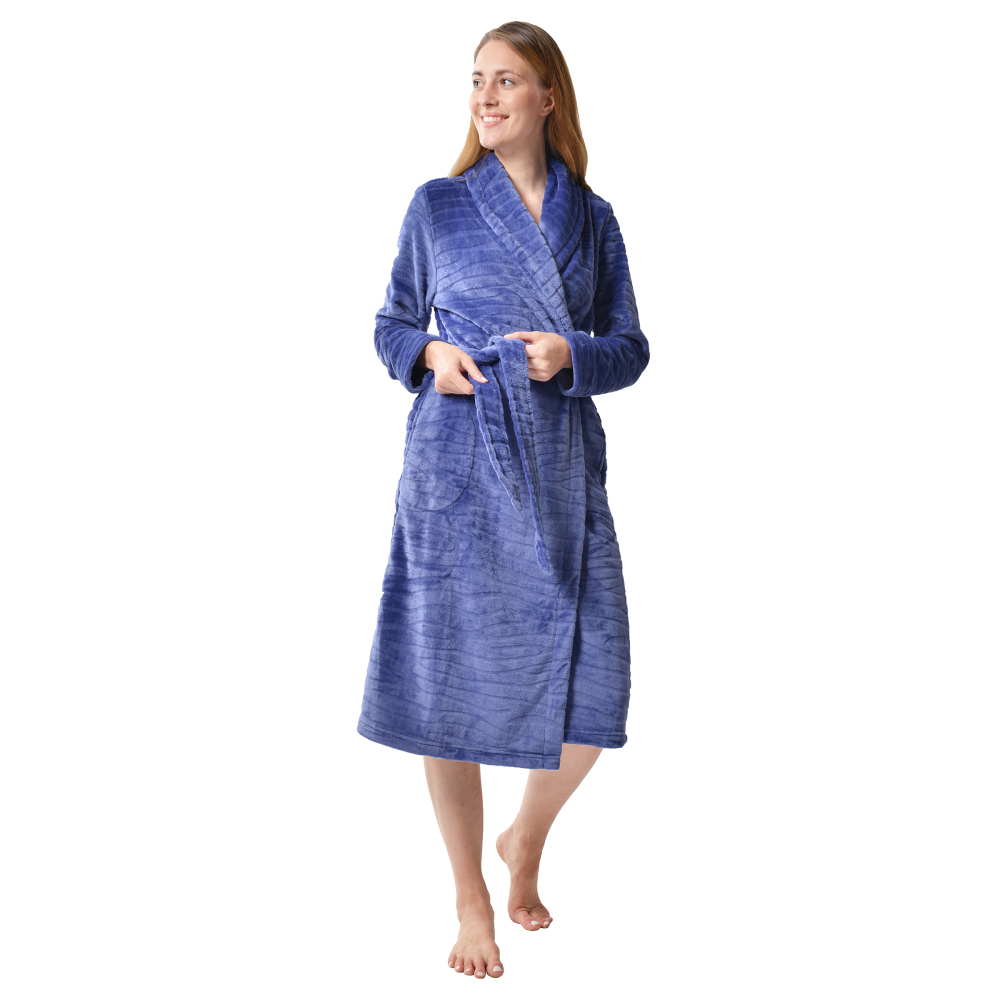 RAIKOU Damen Bademantel Morgenmantel Saunamantel weiches und super flauschiges Coral-Fleece Flausch RelaxKuschelfrottee Microfaser