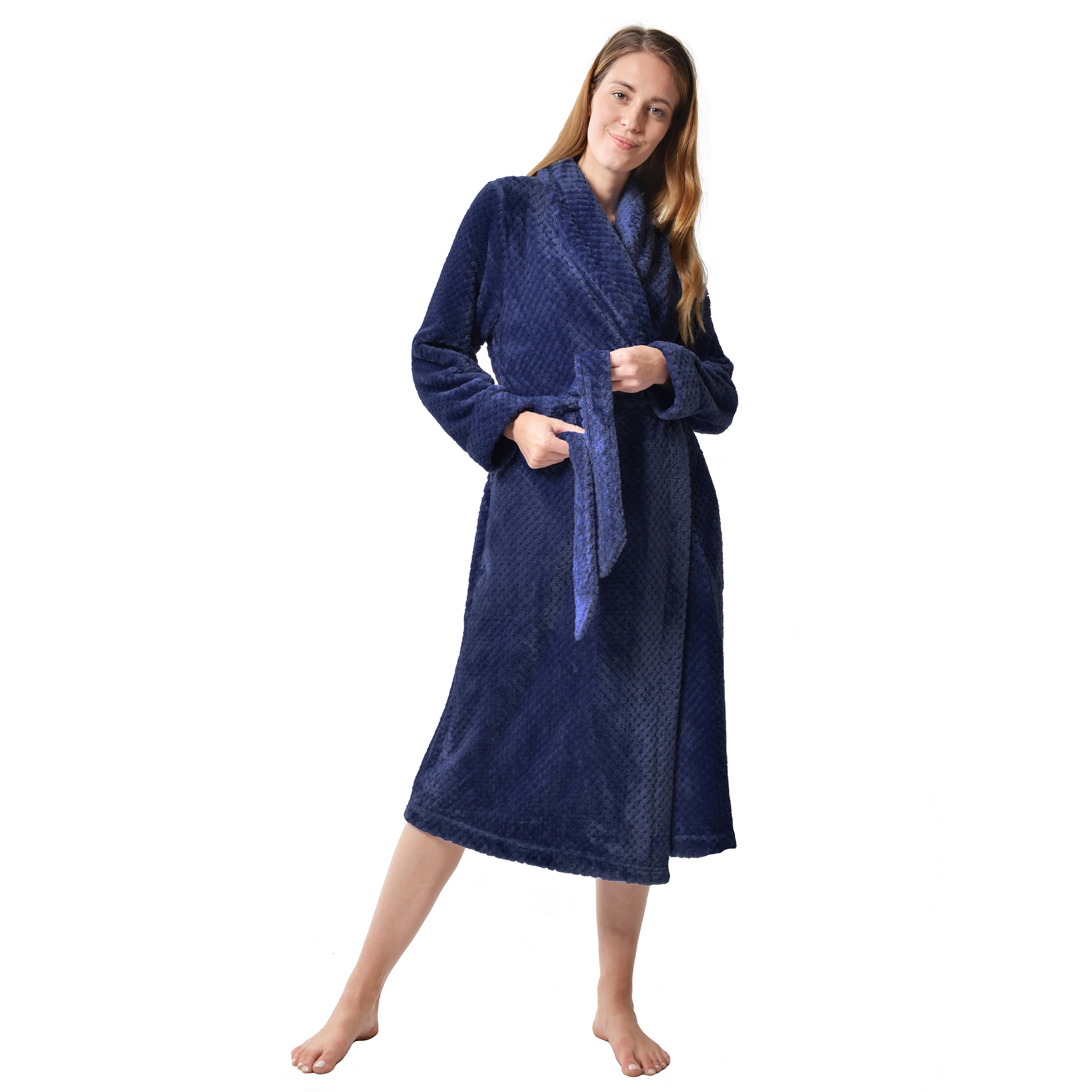 RAIKOU Damen Bademantel Morgenmantel Saunamantel weiches und super flauschiges Coral-Fleece Flausch RelaxKuschelfrottee Microfaser