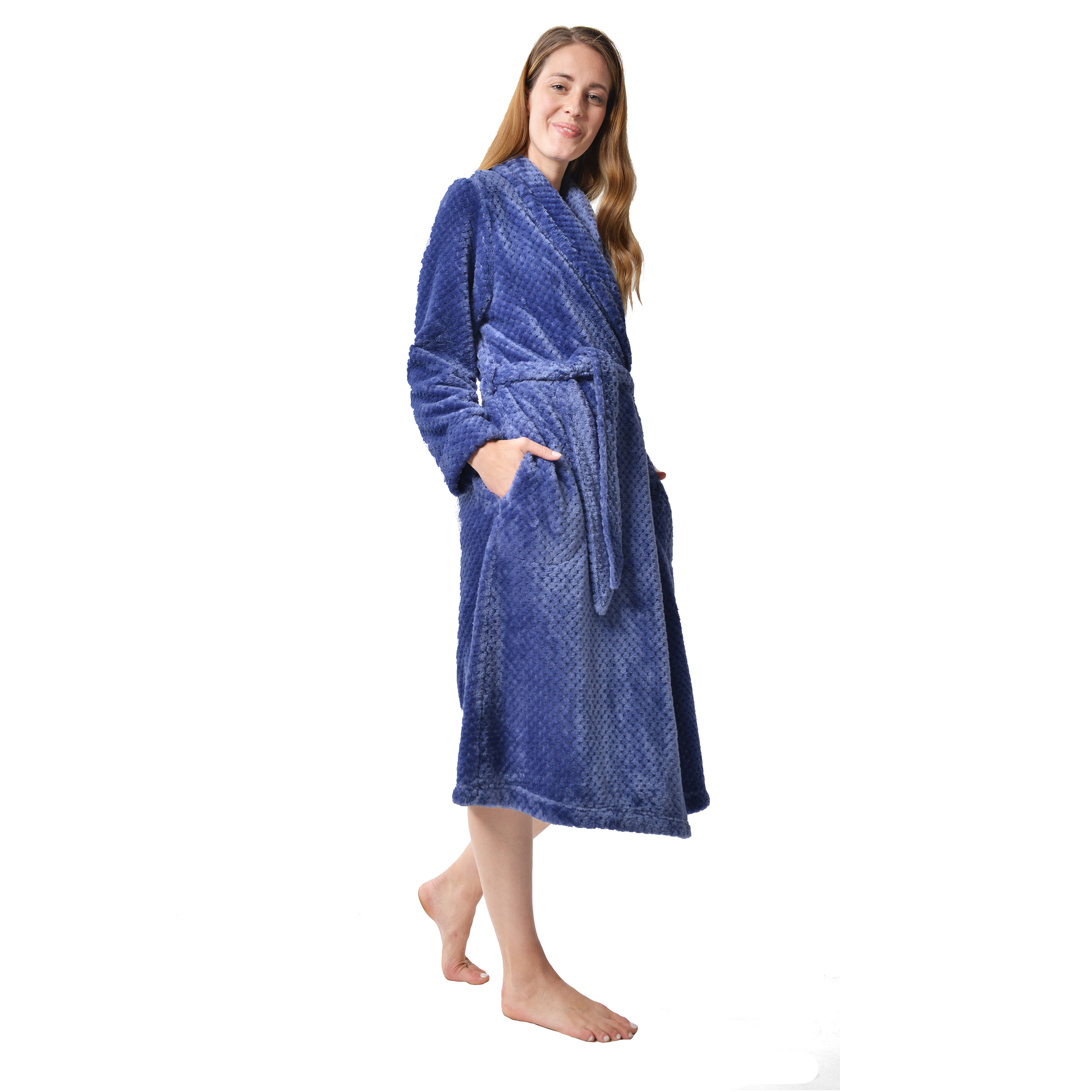 RAIKOU Damen Bademantel Morgenmantel Saunamantel weiches und super flauschiges Coral-Fleece Flausch RelaxKuschelfrottee Microfaser
