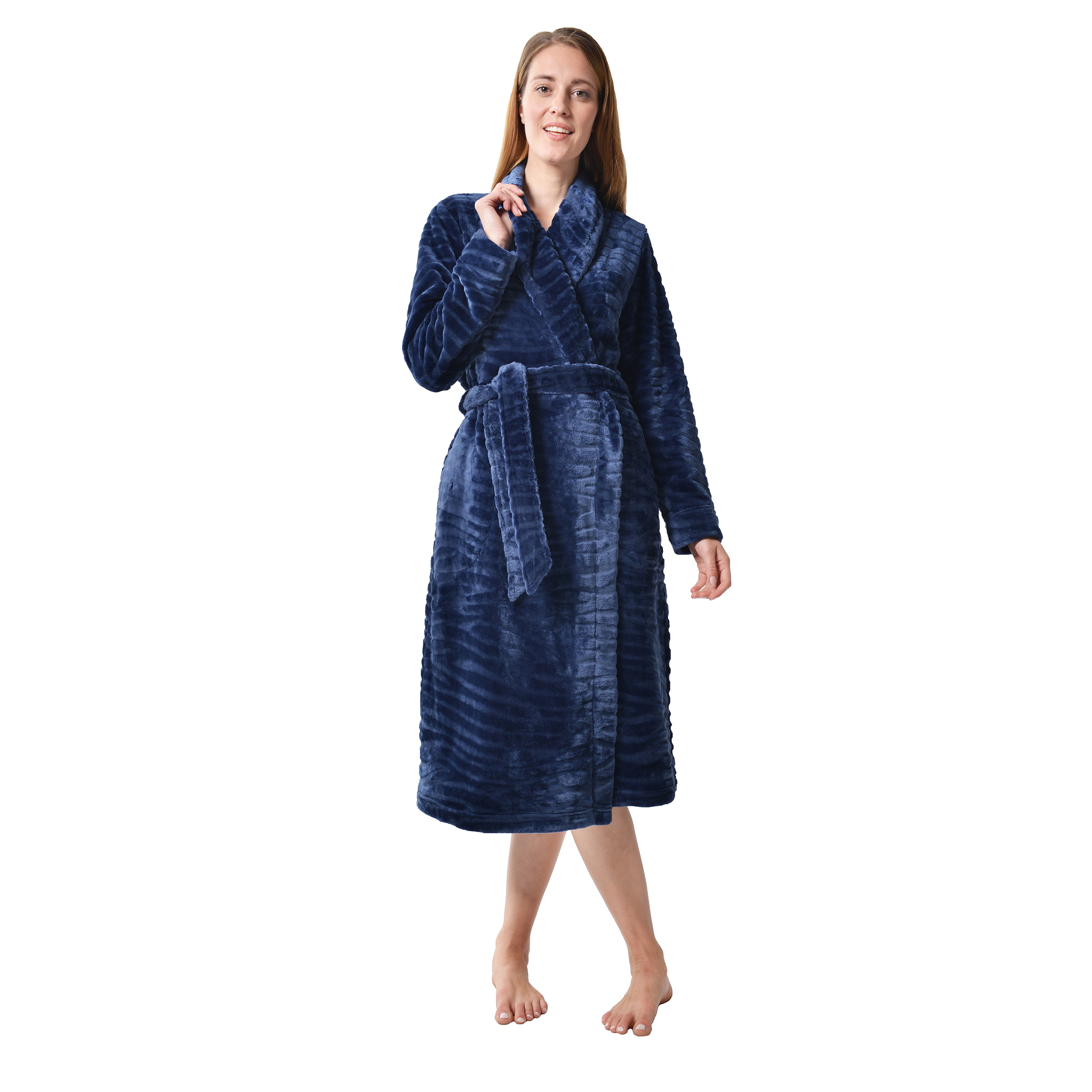 RAIKOU Damen Bademantel Morgenmantel Saunamantel weiches und super flauschiges Coral-Fleece Flausch RelaxKuschelfrottee Microfaser
