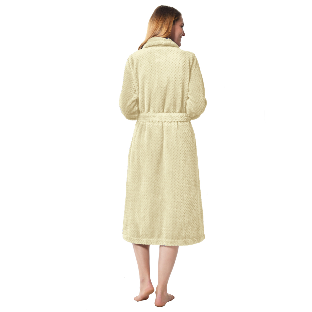 RAIKOU Damen Bademantel Morgenmantel Saunamantel weiches und super flauschiges Coral-Fleece Flausch RelaxKuschelfrottee Microfaser