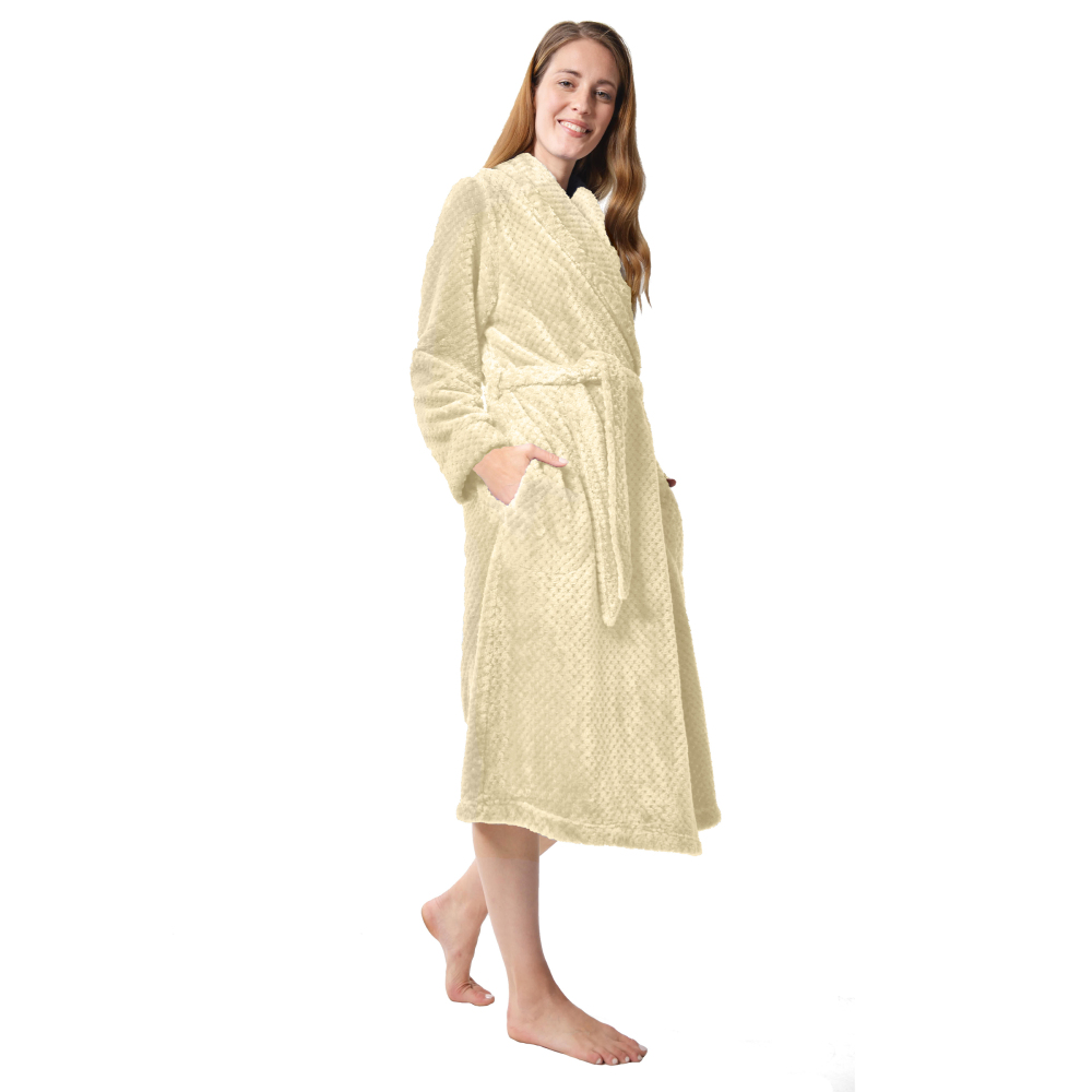 RAIKOU Damen Bademantel Morgenmantel Saunamantel weiches und super flauschiges Coral-Fleece Flausch RelaxKuschelfrottee Microfaser