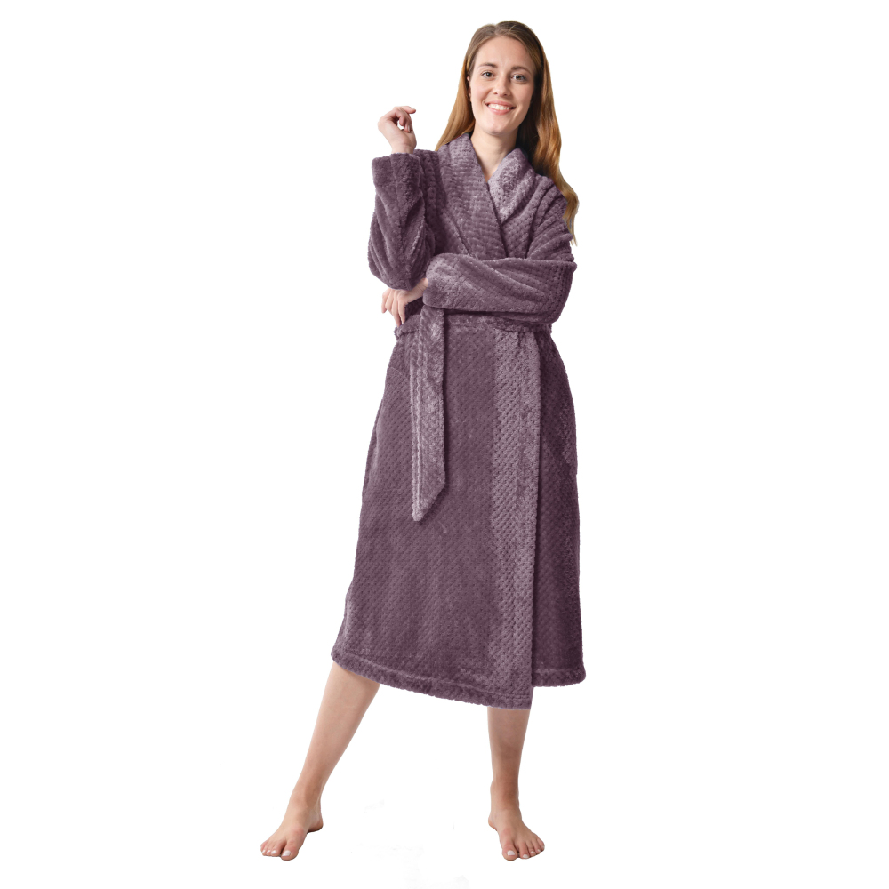 RAIKOU Damen Bademantel Morgenmantel Saunamantel weiches und super flauschiges Coral-Fleece Flausch RelaxKuschelfrottee Microfaser