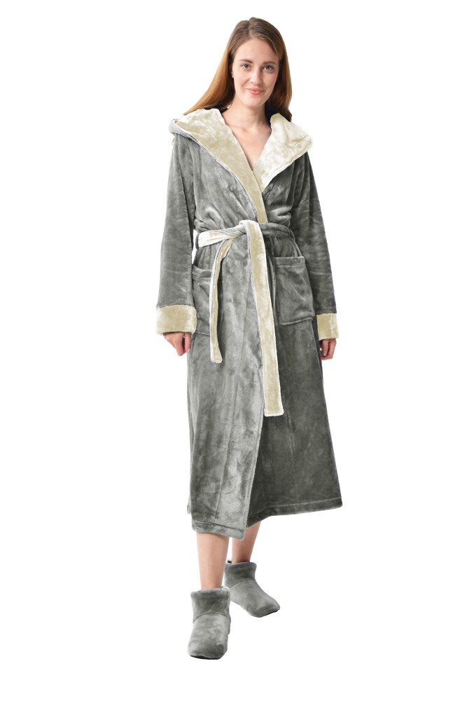 Damen Herren Kapuzen Unisex-Bademantel Saunamantel Morgenmantel Microfaser S-XXL