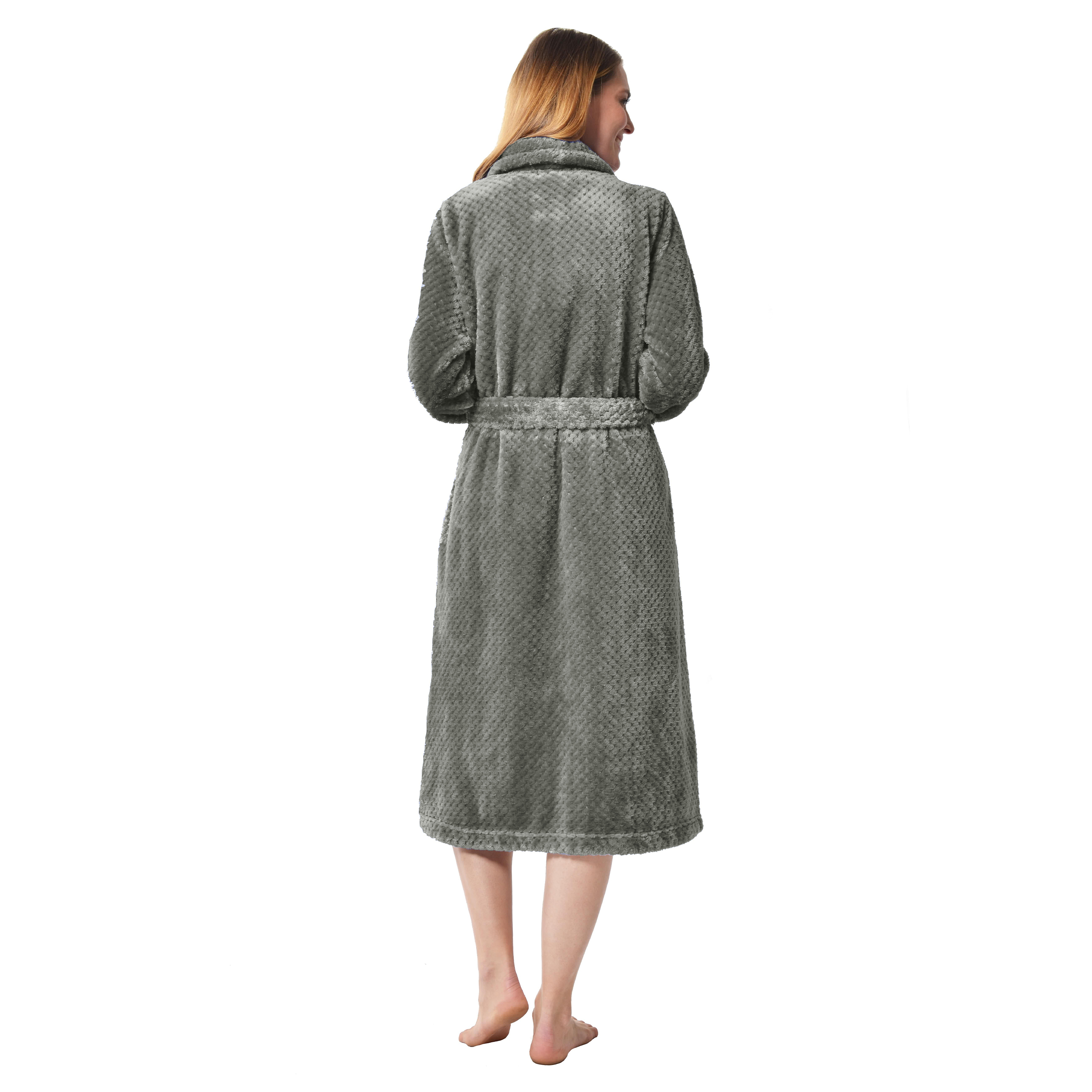 RAIKOU Damen Bademantel Morgenmantel Saunamantel weiches und super flauschiges Coral-Fleece Flausch RelaxKuschelfrottee Microfaser