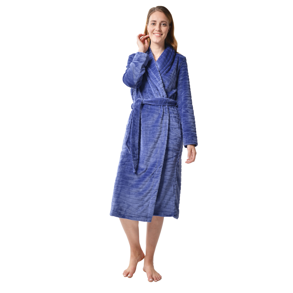 RAIKOU Damen Bademantel Morgenmantel Saunamantel weiches und super flauschiges Coral-Fleece Flausch RelaxKuschelfrottee Microfaser