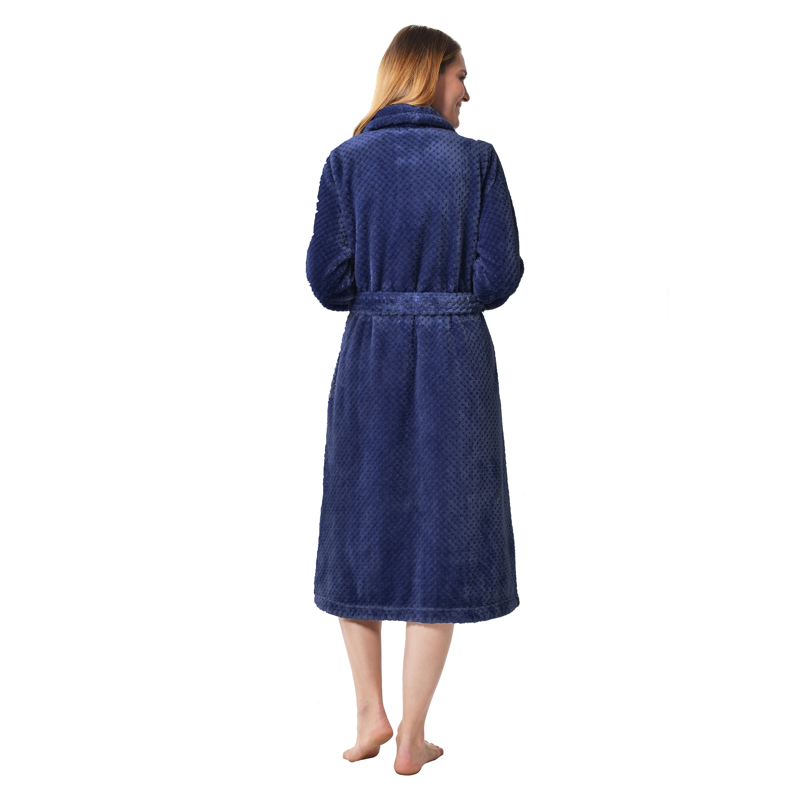 RAIKOU Damen Bademantel Morgenmantel Saunamantel weiches und super flauschiges Coral-Fleece Flausch RelaxKuschelfrottee Microfaser