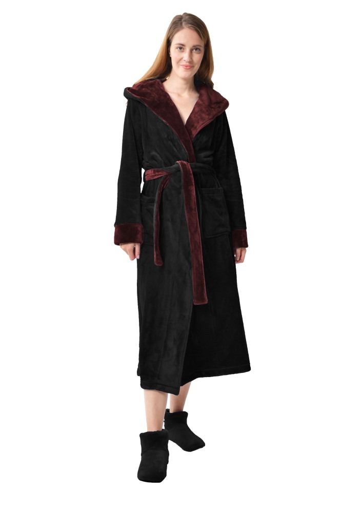 Damen Herren Kapuzen Unisex-Bademantel Saunamantel Morgenmantel Microfaser S-XXL