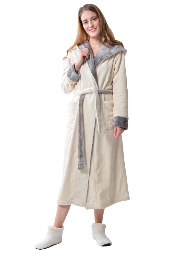 Damen Herren Kapuzen Unisex-Bademantel Saunamantel Morgenmantel Microfaser S-XXL