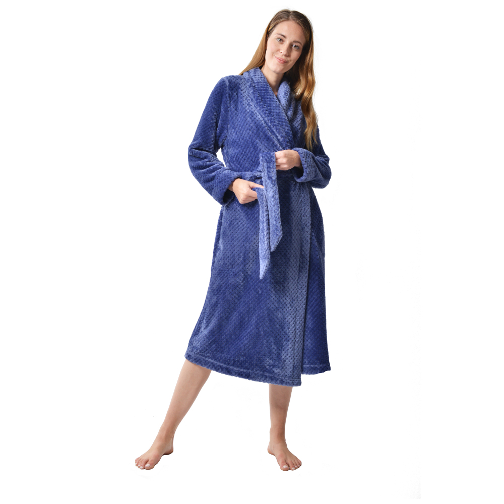 RAIKOU Damen Bademantel Morgenmantel Saunamantel weiches und super flauschiges Coral-Fleece Flausch RelaxKuschelfrottee Microfaser