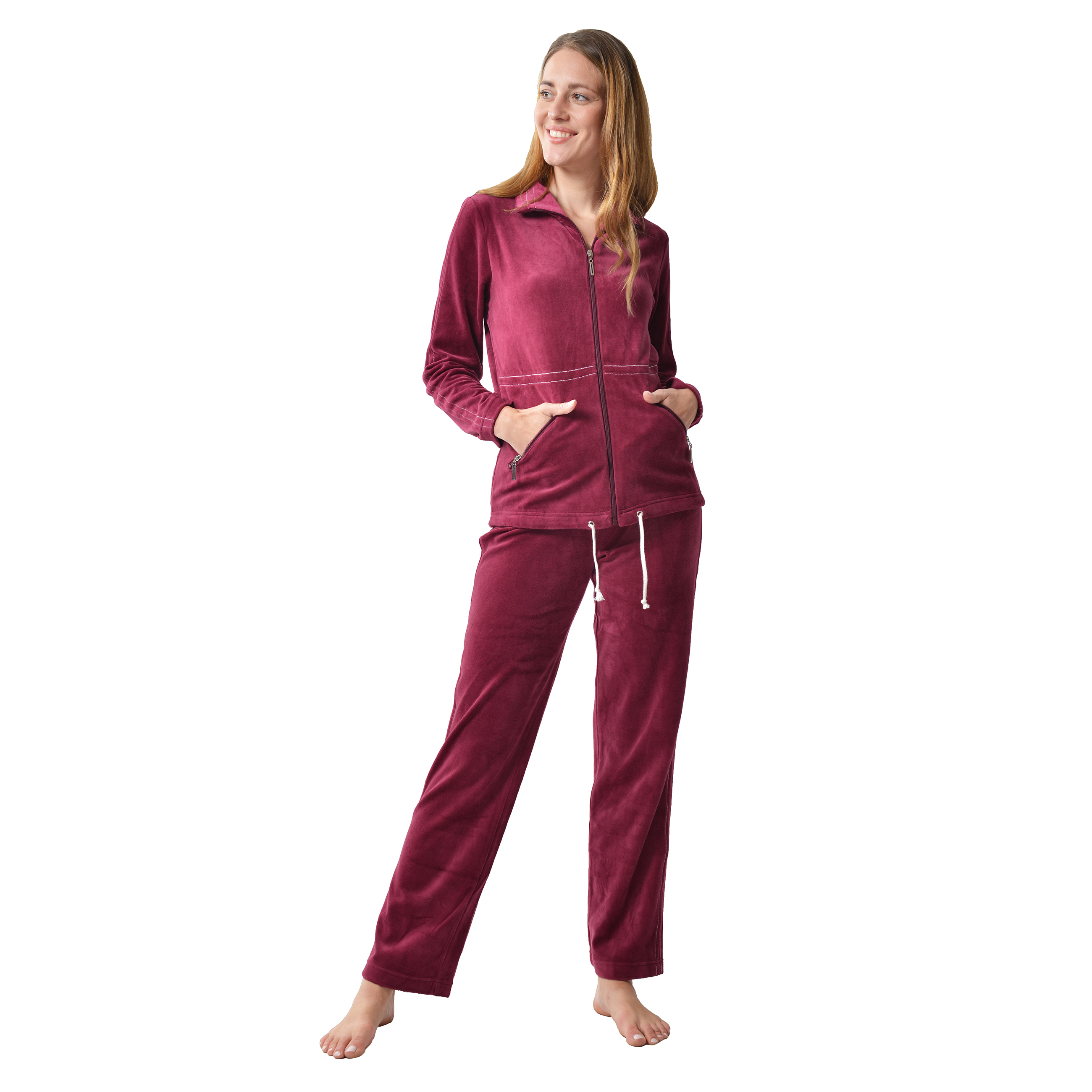 RAIKOU Hausanzug Freizeitanzug Homewear Trainingsanzug mit Reißverschluss,  dezente Ziersteppung, Seilzug im unteren Saum