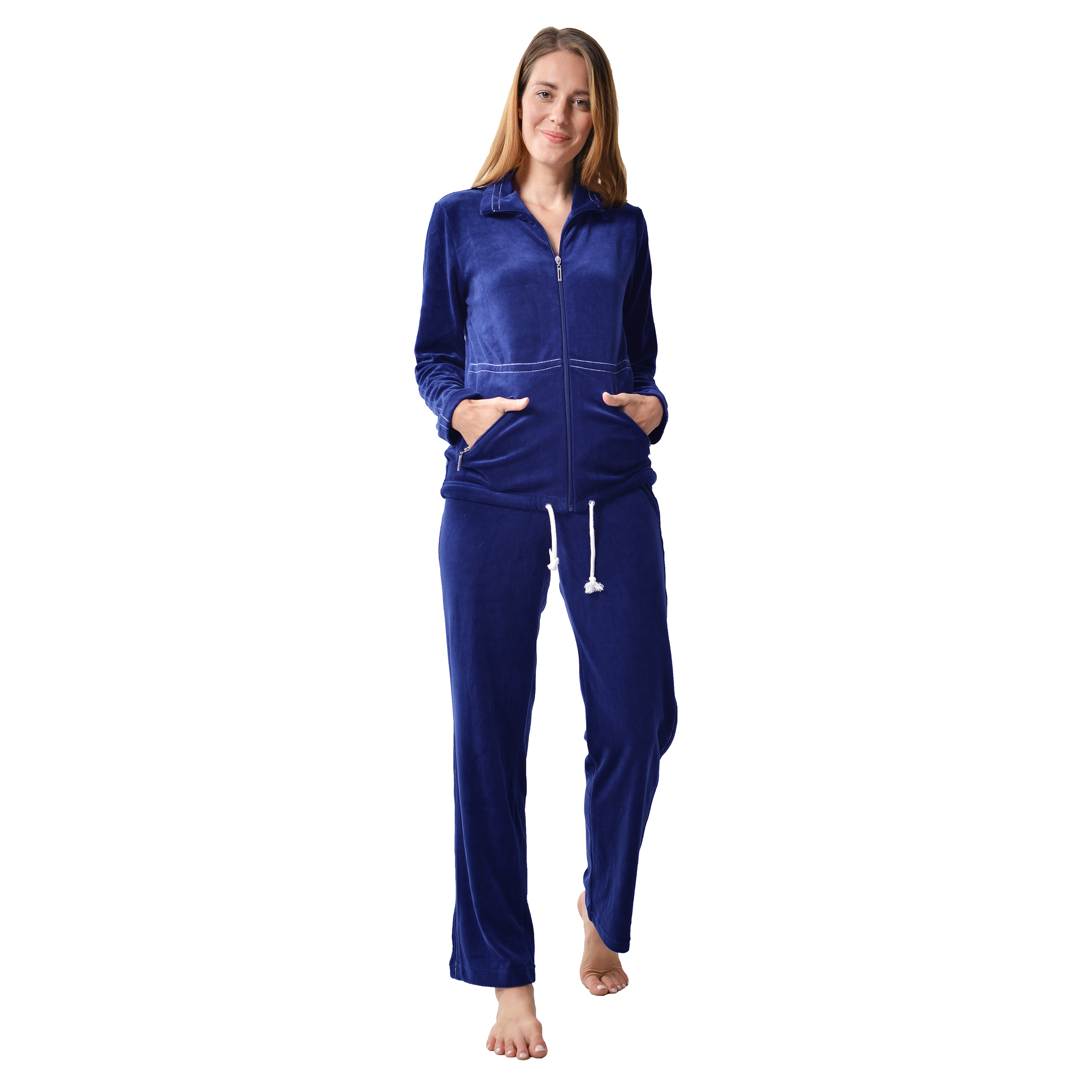 RAIKOU Hausanzug Freizeitanzug Homewear Trainingsanzug mit Reißverschluss,  dezente Ziersteppung, Seilzug im unteren Saum