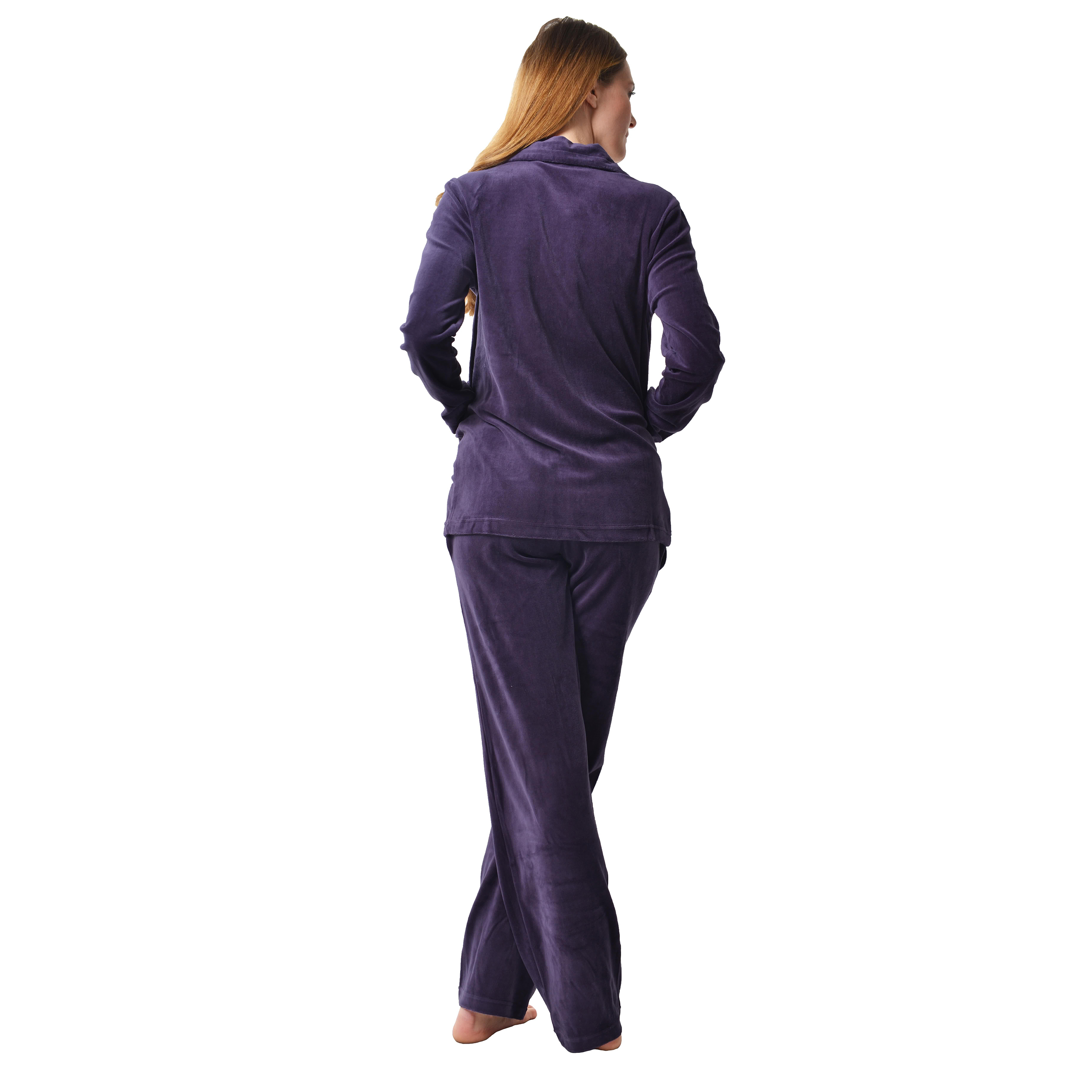 RAIKOU Damen Velours Nicki Freizeitanzug Hausanzug Nicki-Anzug mit Reißverschluss und Satinband