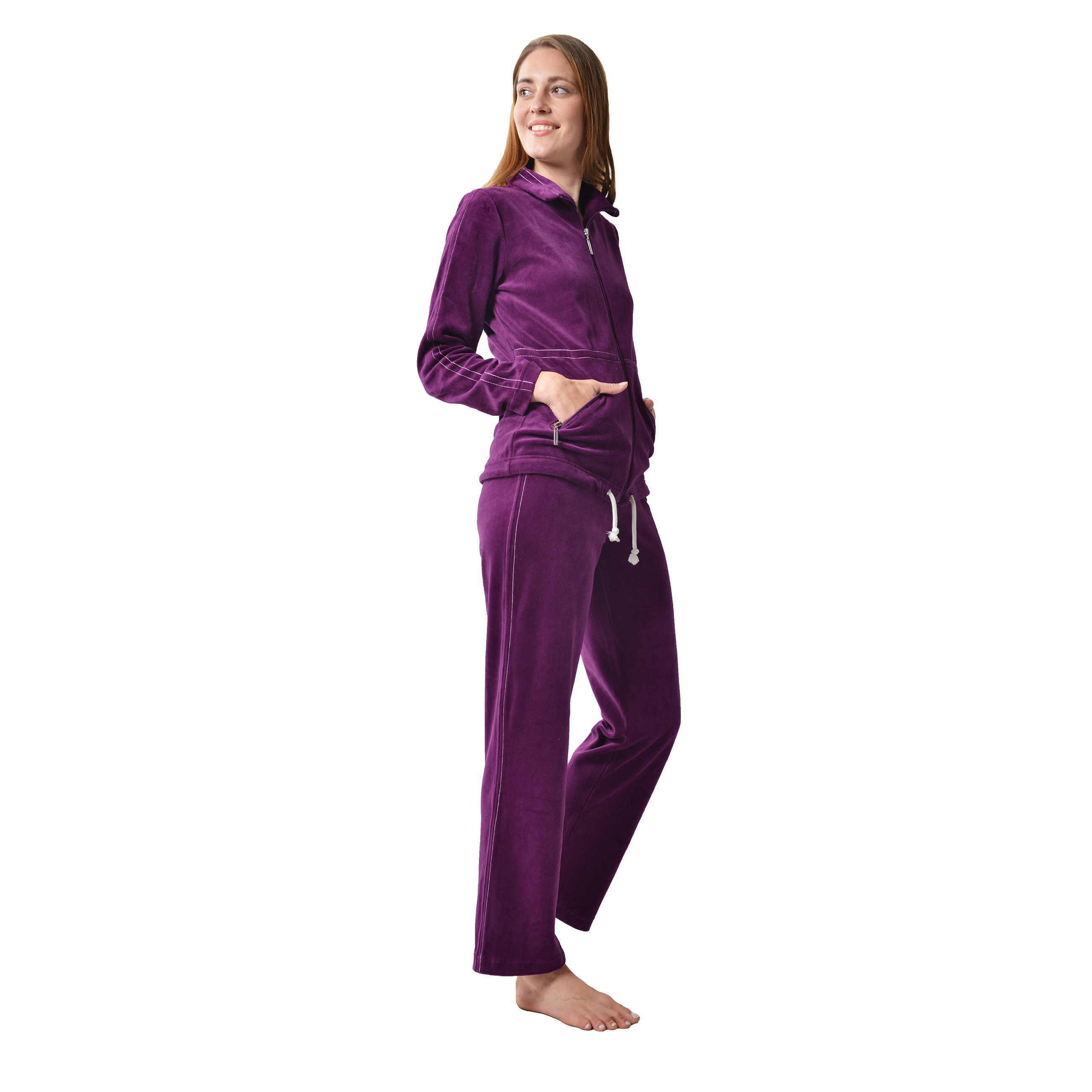 RAIKOU Hausanzug Freizeitanzug Homewear Trainingsanzug mit Reißverschluss,  dezente Ziersteppung, Seilzug im unteren Saum