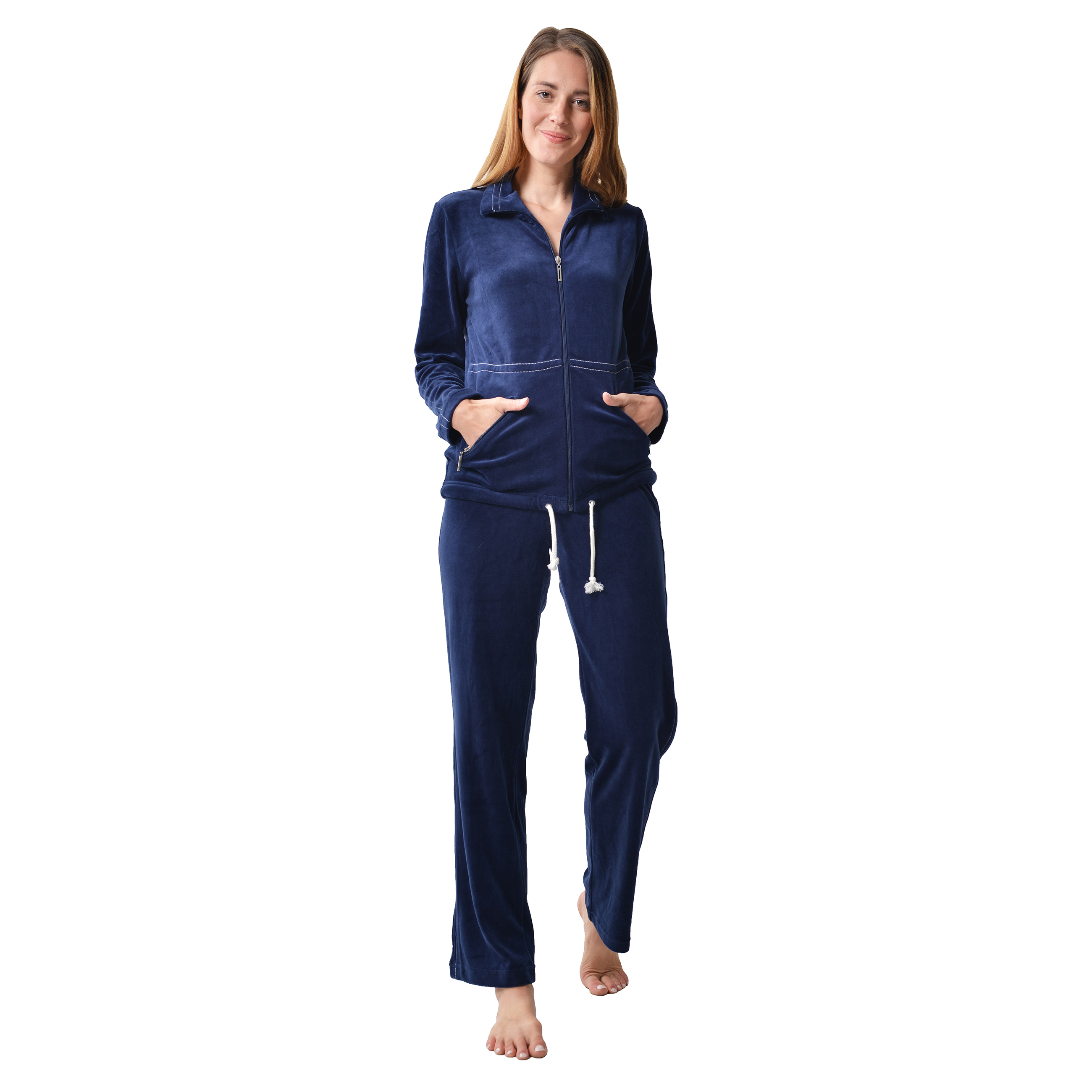 RAIKOU Hausanzug Freizeitanzug Homewear Trainingsanzug mit Reißverschluss,  dezente Ziersteppung, Seilzug im unteren Saum