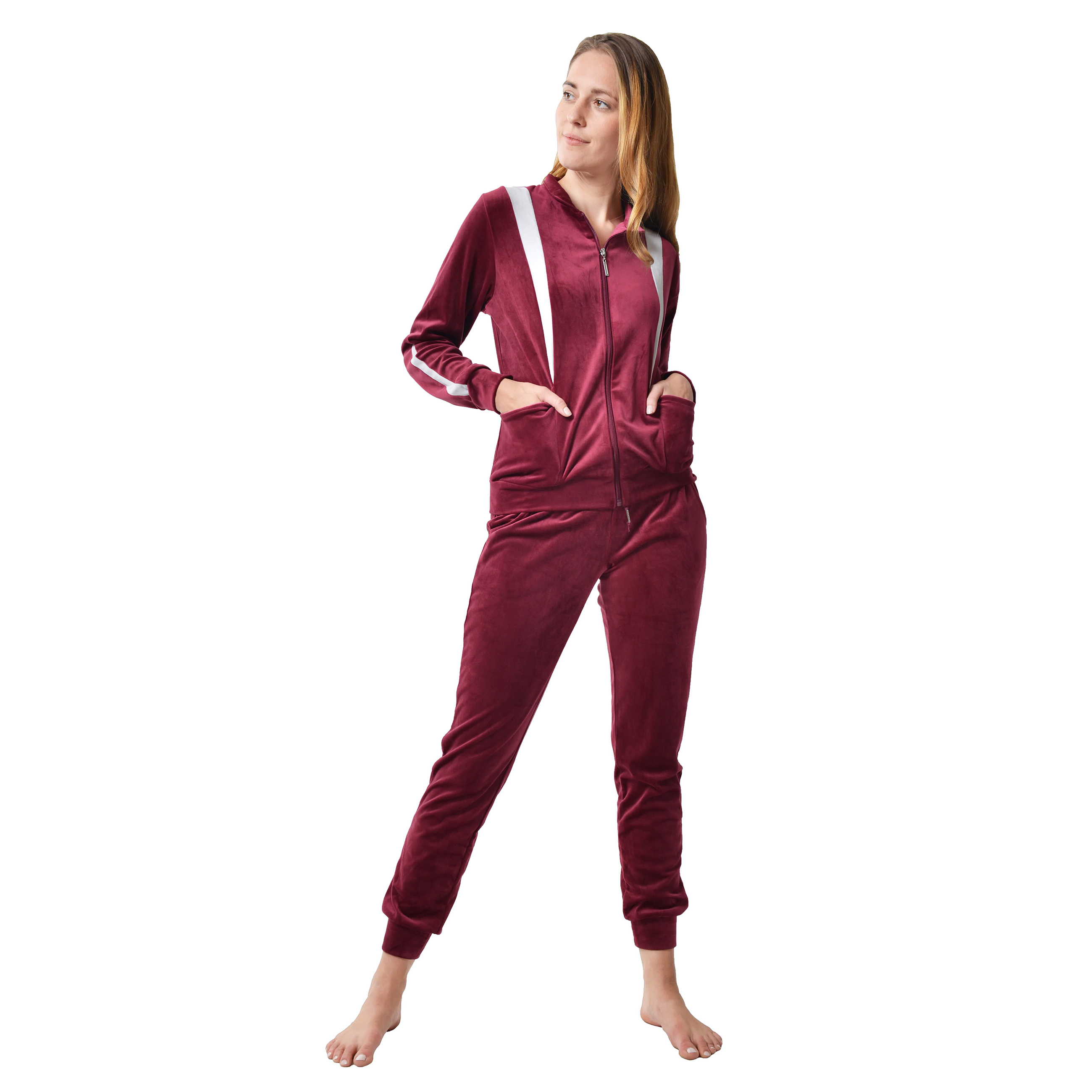 RAIKOU Damen Hausanzug Trainingsanzug Velours Nicki Freizeitanzug Trainingsanzug Jogginganzug Schlafanzug mit Reißverschluss ,Freizeit Zweiteilige Set Oberteil und Hose