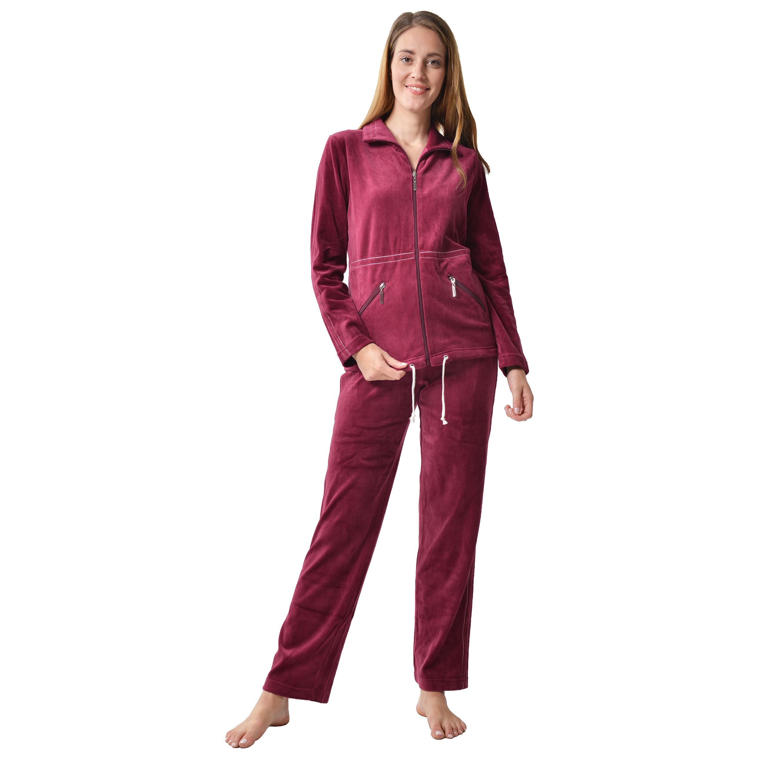RAIKOU Hausanzug Freizeitanzug Homewear Trainingsanzug mit Reißverschluss,  dezente Ziersteppung, Seilzug im unteren Saum
