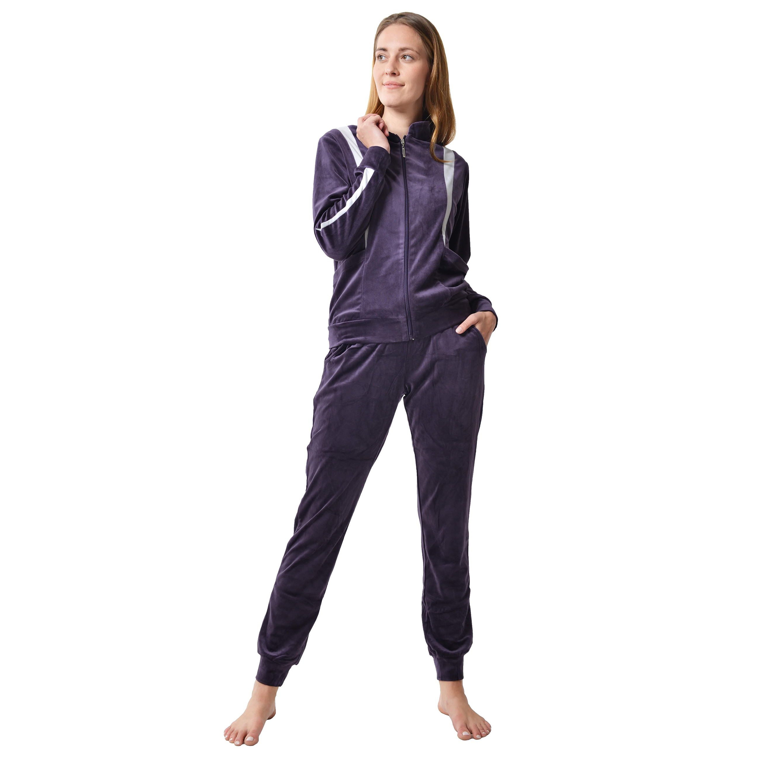 RAIKOU Damen Hausanzug Trainingsanzug Velours Nicki Freizeitanzug Trainingsanzug Jogginganzug Schlafanzug mit Reißverschluss ,Freizeit Zweiteilige Set Oberteil und Hose