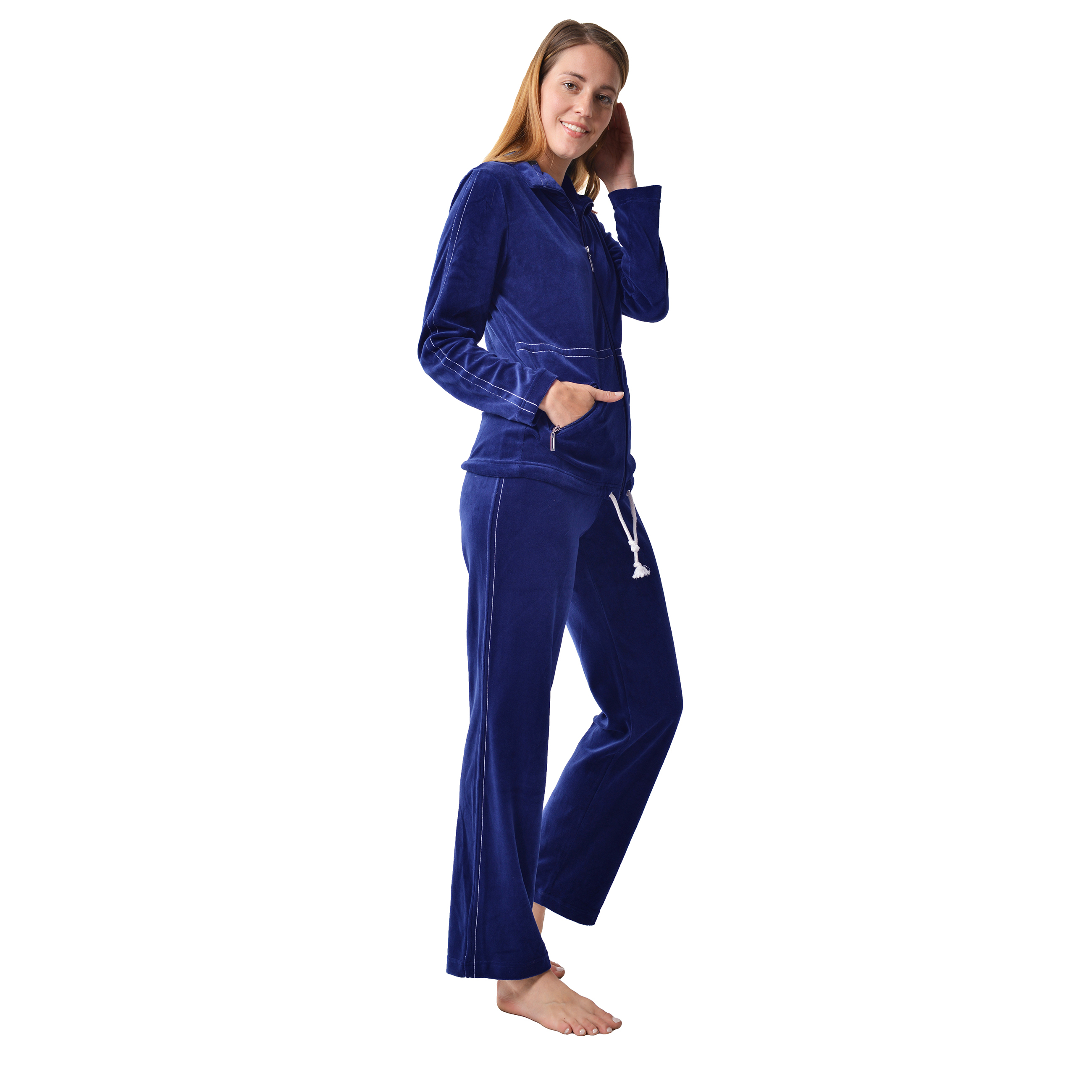RAIKOU Hausanzug Freizeitanzug Homewear Trainingsanzug mit Reißverschluss,  dezente Ziersteppung, Seilzug im unteren Saum