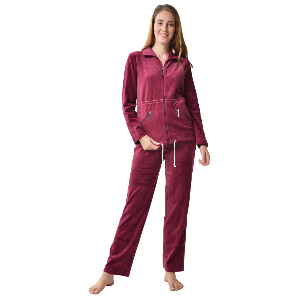 RAIKOU Hausanzug Freizeitanzug Homewear Trainingsanzug mit Reißverschluss,  dezente Ziersteppung, Seilzug im unteren Saum
