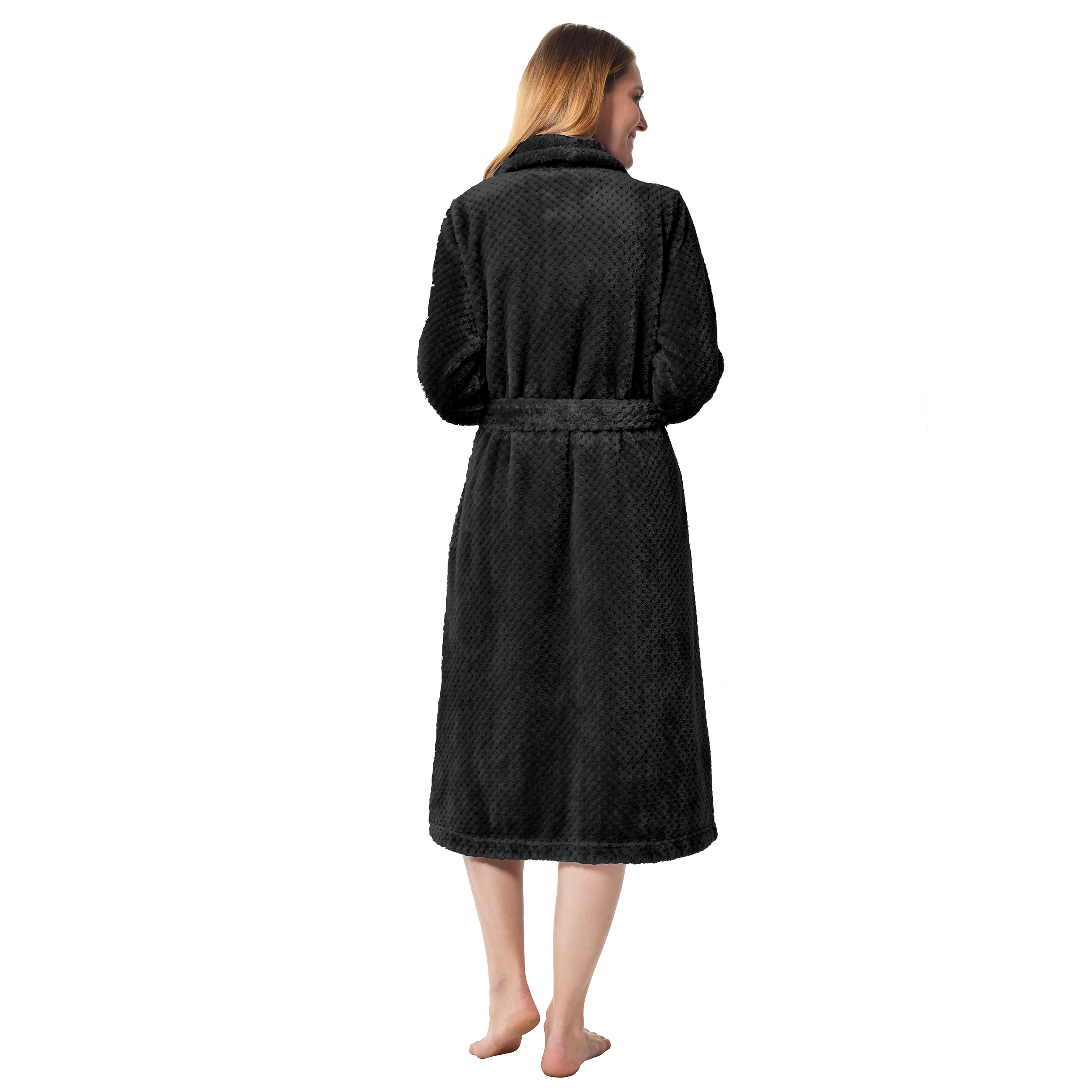RAIKOU Damen Bademantel Morgenmantel Saunamantel weiches und super flauschiges Coral-Fleece Flausch RelaxKuschelfrottee Microfaser
