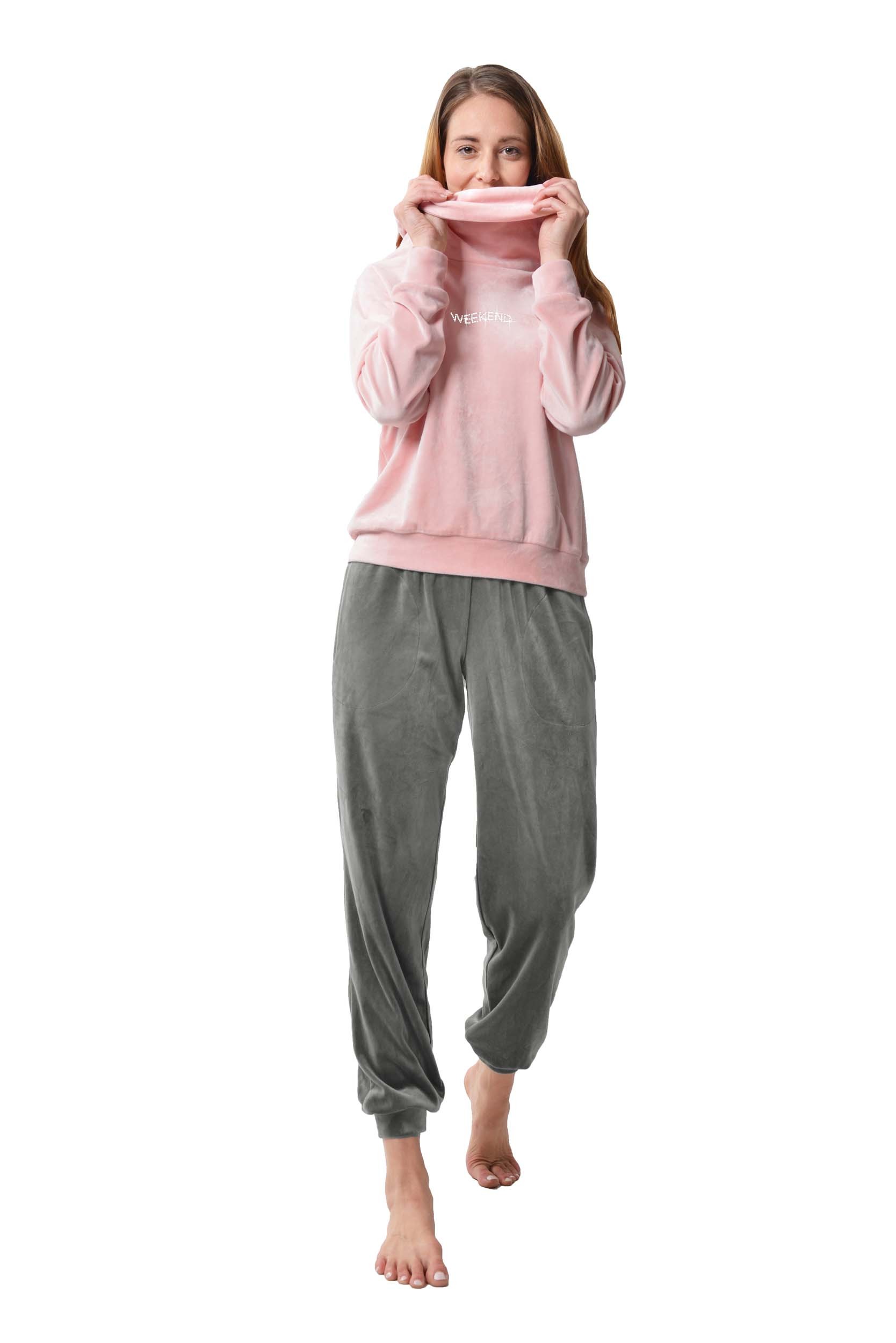 RAIKOU Schlafanzug Damen Trainingsanzug Jogginganzug Fitnessanzug mit Strassstenen