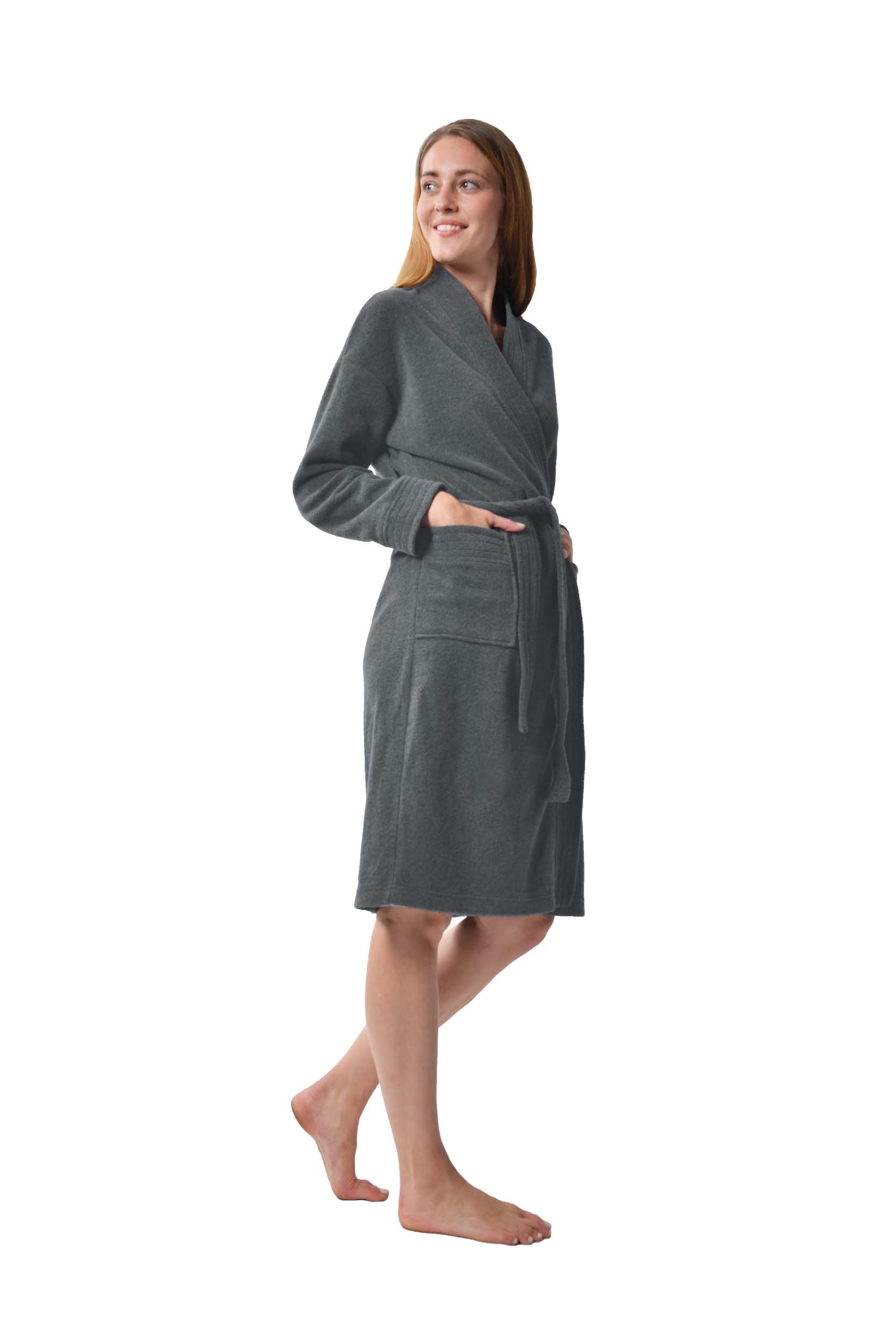 Raikou Damen und Herren Bademantel Fleece Morgenmantel Atmungsaktive Saunamantel mit Gürtel Unisex Hausmantel