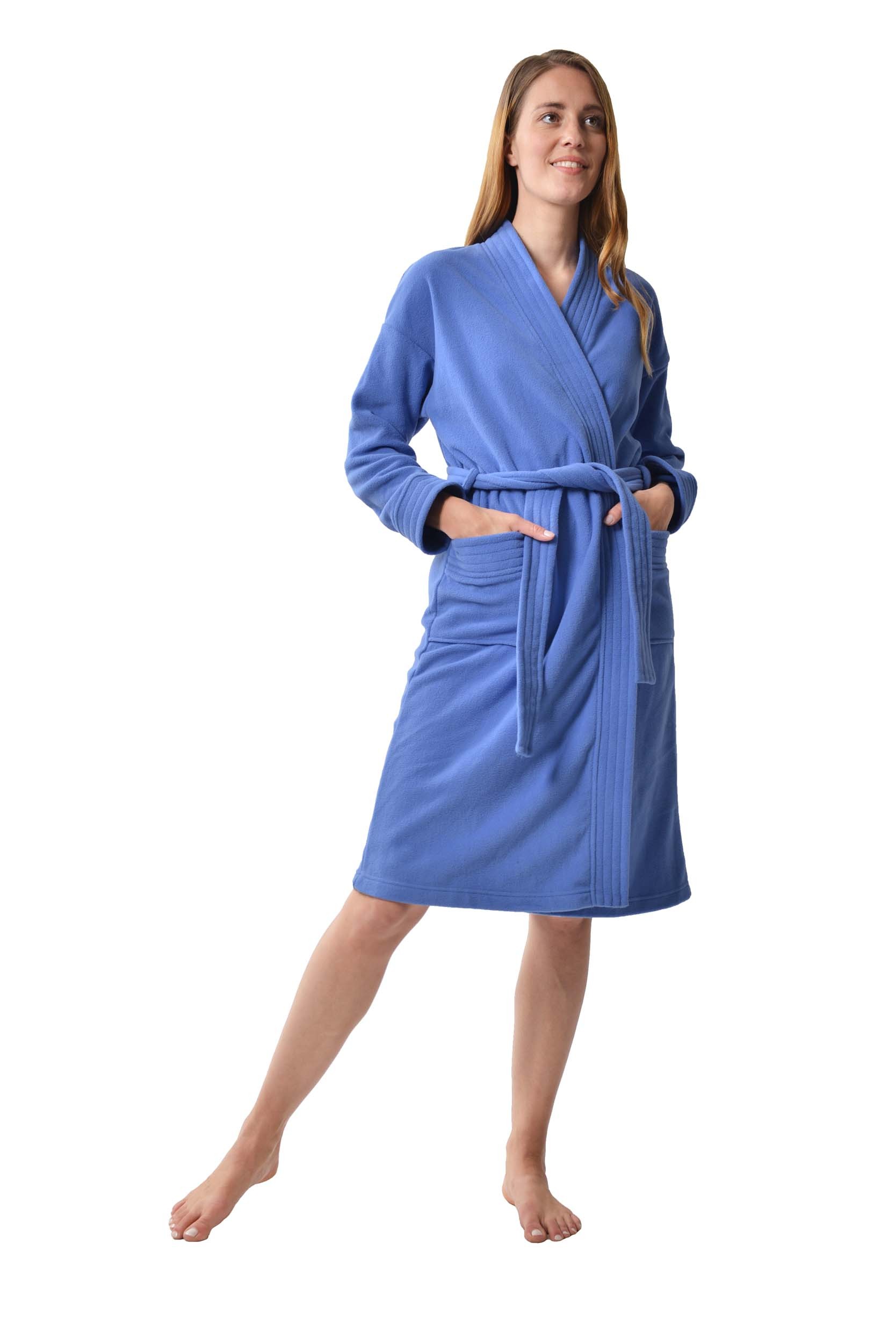 Raikou Damen und Herren Bademantel Fleece Morgenmantel Atmungsaktive Saunamantel mit Gürtel Unisex Hausmantel