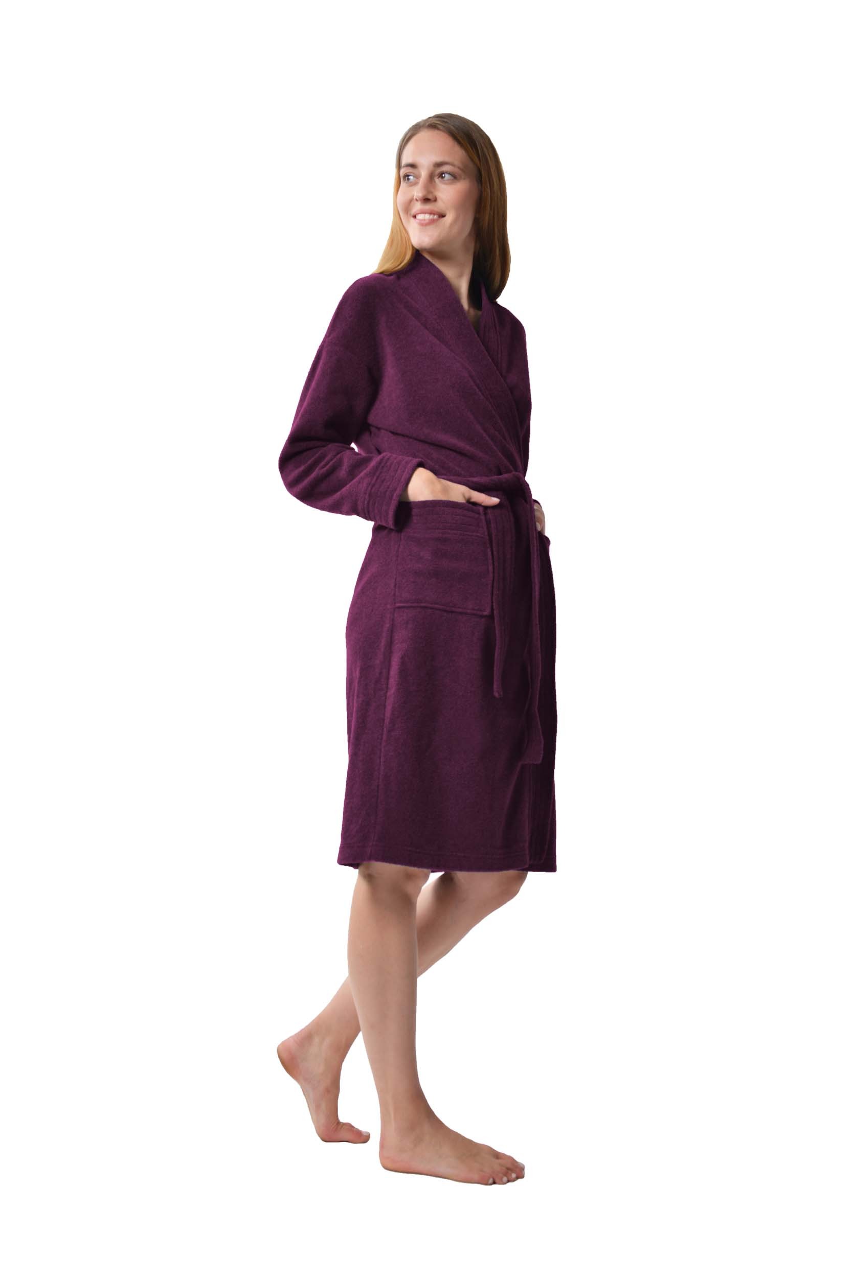Raikou Damen und Herren Bademantel Fleece Morgenmantel Atmungsaktive Saunamantel mit Gürtel Unisex Hausmantel
