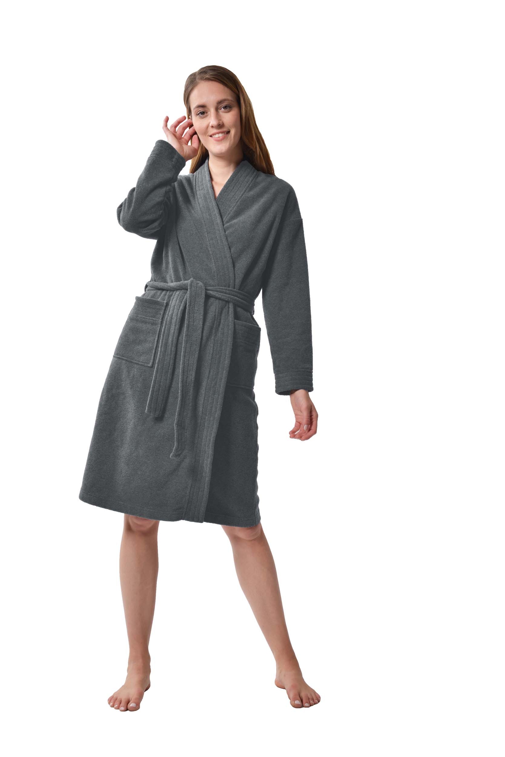 Raikou Damen und Herren Bademantel Fleece Morgenmantel Atmungsaktive Saunamantel mit Gürtel Unisex Hausmantel