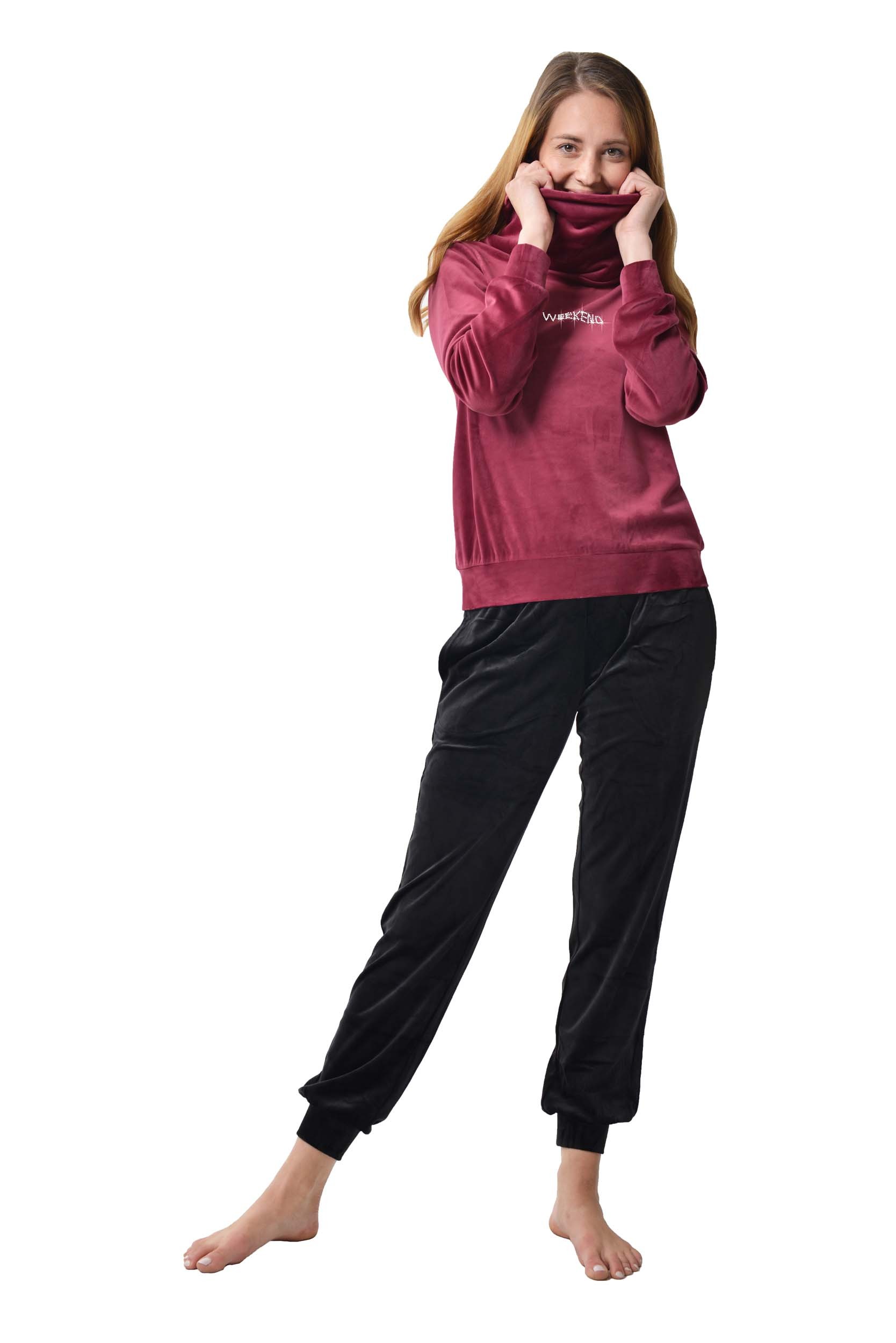 RAIKOU Schlafanzug Damen Trainingsanzug Jogginganzug Fitnessanzug mit Strassstenen