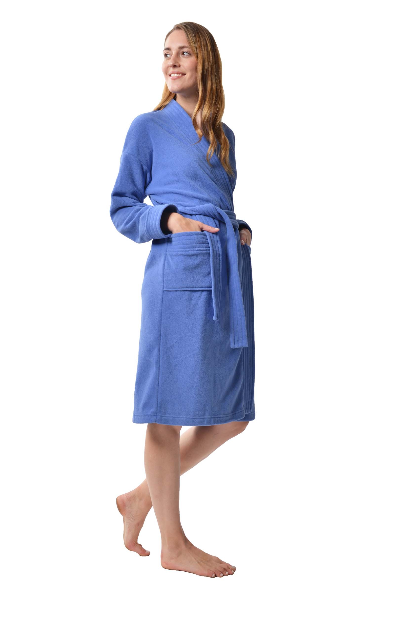 Raikou Damen und Herren Bademantel Fleece Morgenmantel Atmungsaktive Saunamantel mit Gürtel Unisex Hausmantel