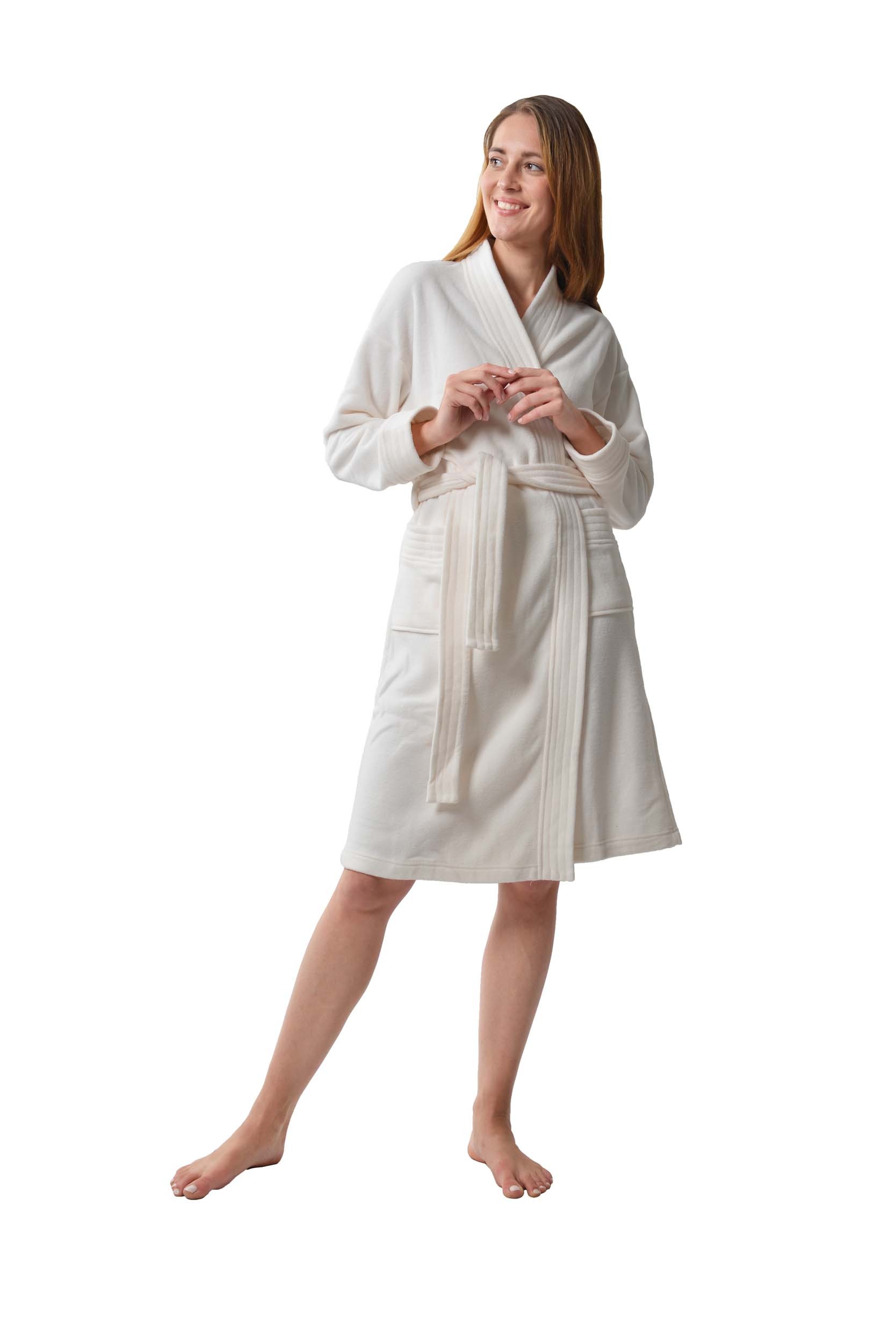 Raikou Damen und Herren Bademantel Fleece Morgenmantel Atmungsaktive Saunamantel mit Gürtel Unisex Hausmantel