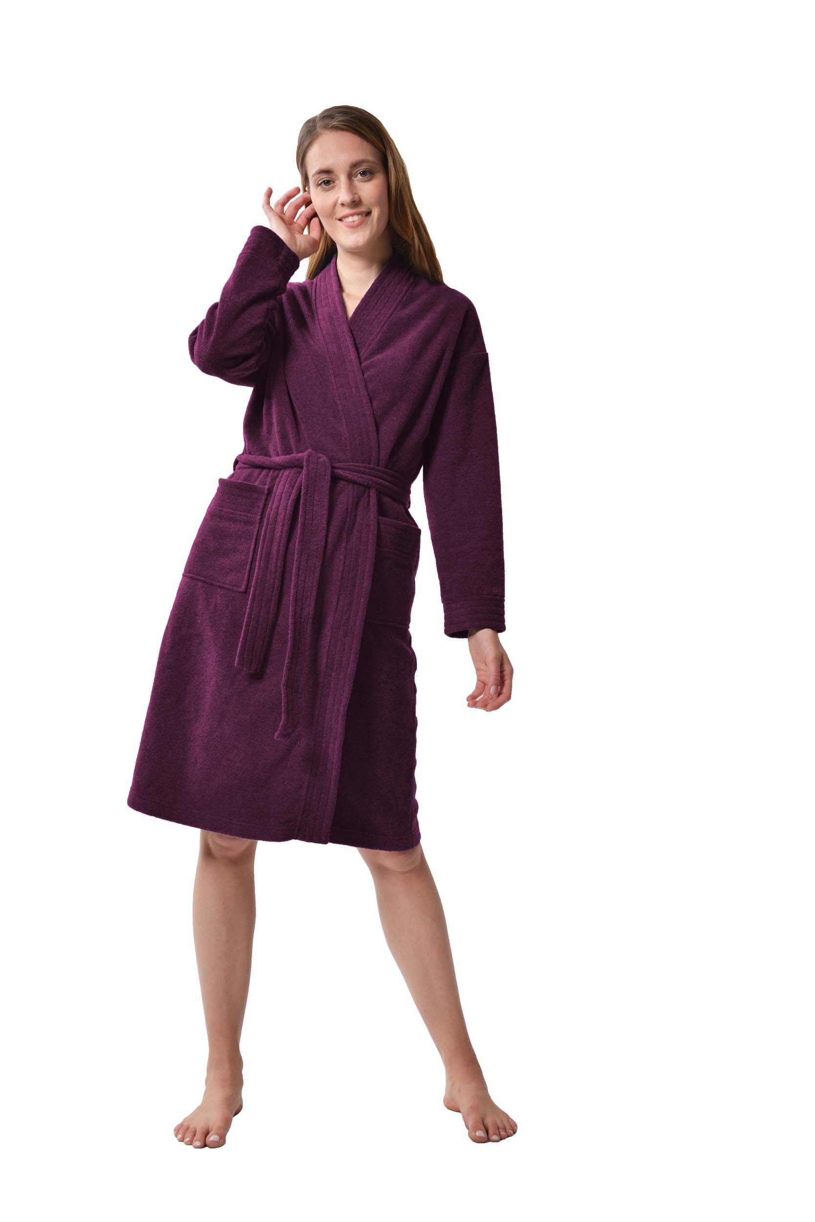 Raikou Damen und Herren Bademantel Fleece Morgenmantel Atmungsaktive Saunamantel mit Gürtel Unisex Hausmantel