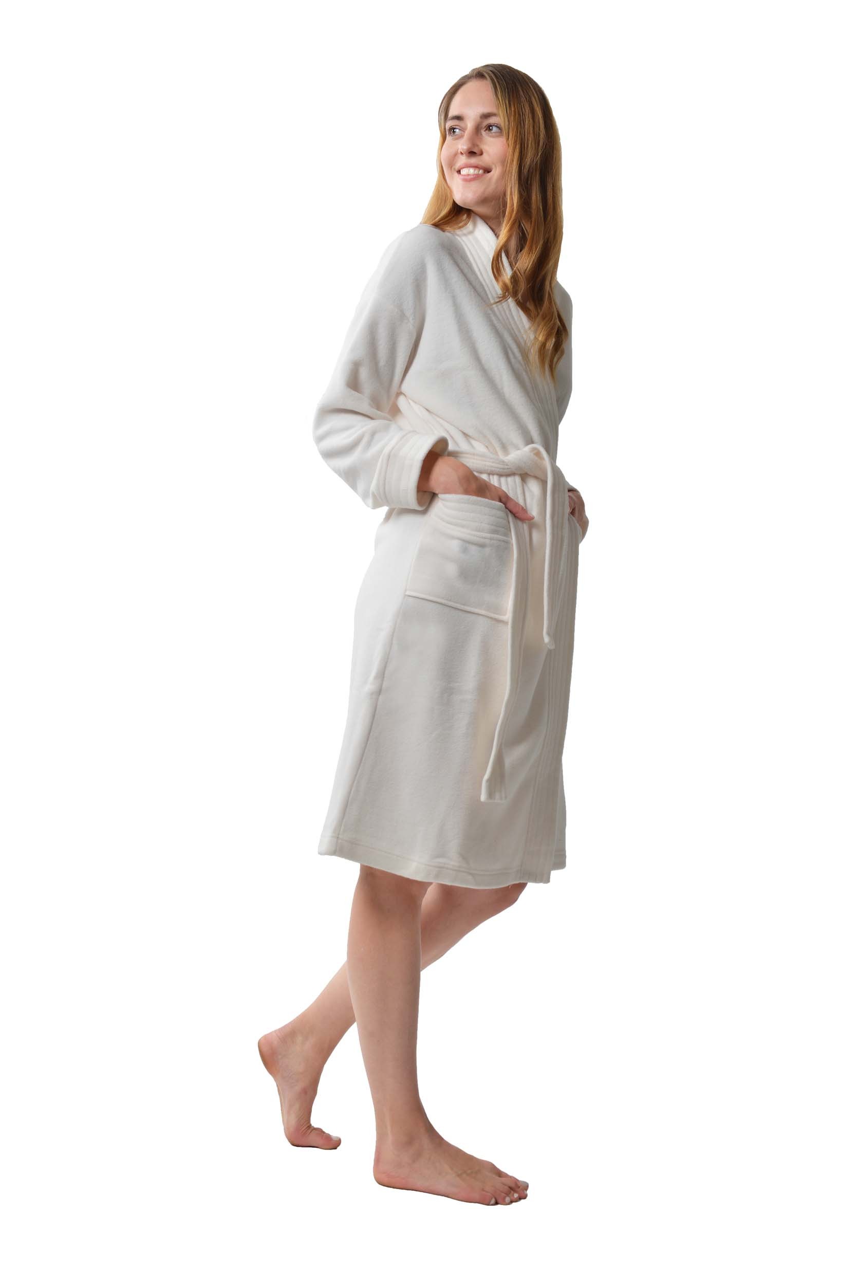 Raikou Damen und Herren Bademantel Fleece Morgenmantel Atmungsaktive Saunamantel mit Gürtel Unisex Hausmantel