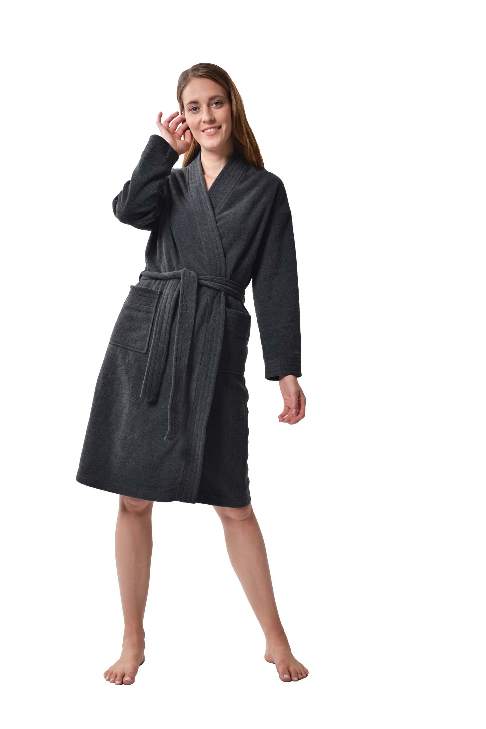 Raikou Damen und Herren Bademantel Fleece Morgenmantel Atmungsaktive Saunamantel mit Gürtel Unisex Hausmantel