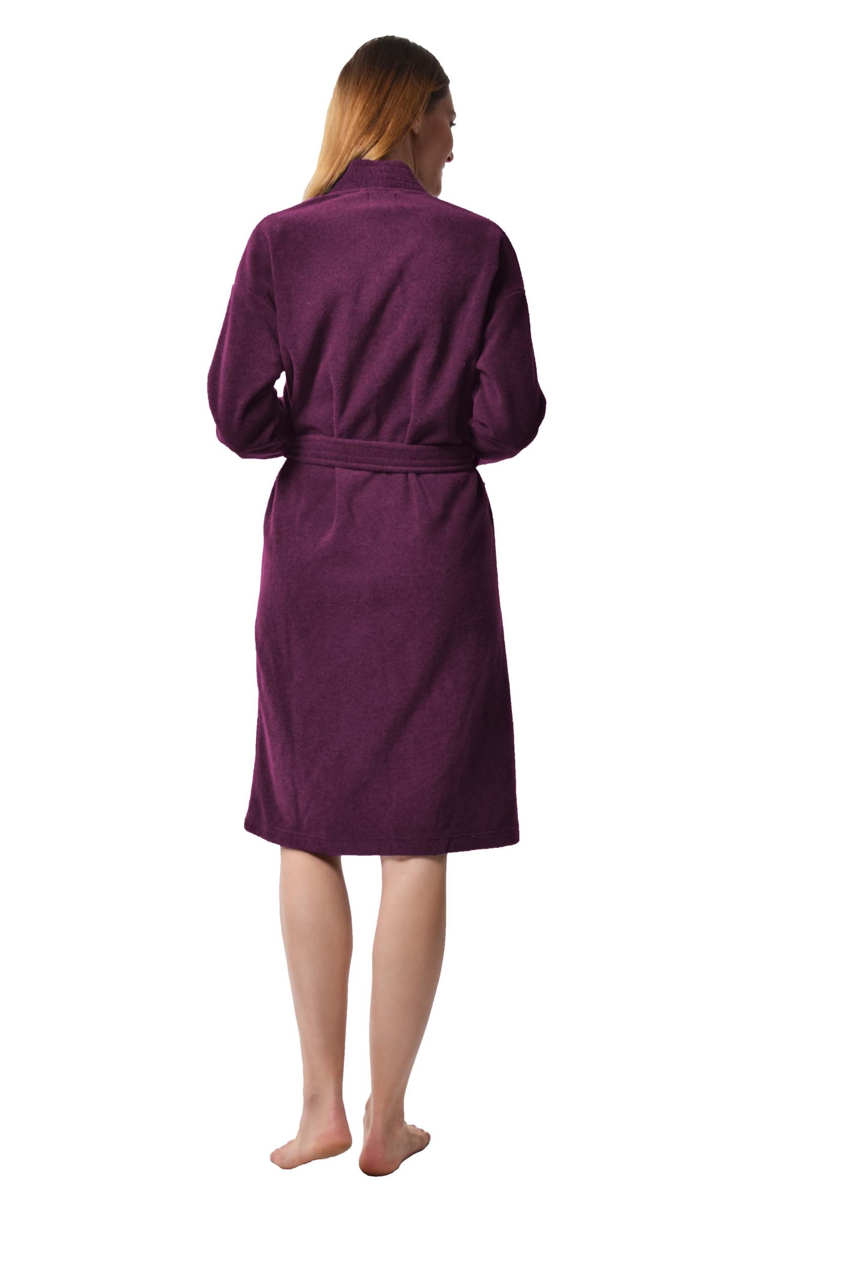 Raikou Damen und Herren Bademantel Fleece Morgenmantel Atmungsaktive Saunamantel mit Gürtel Unisex Hausmantel