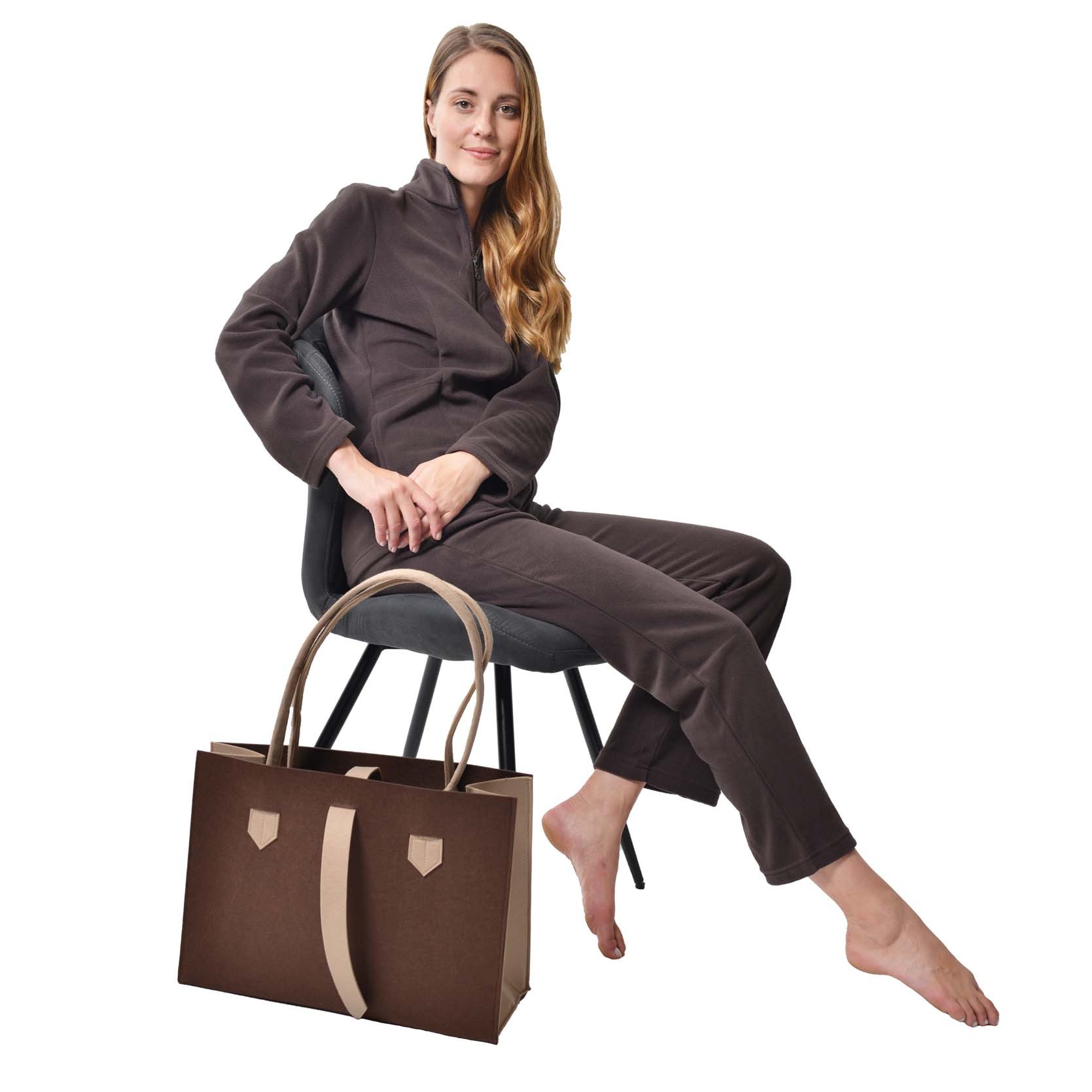 RAIKOU KULT Filz-Tasche Shopper; in neuem Design; Filzkorb Einkaufstasche Henkeltasche Zeitungskorb Stabile Kaminholztasche hervorragend als Spielzeugtasche oder Picknick-Korb Strand (44*18*31cm)