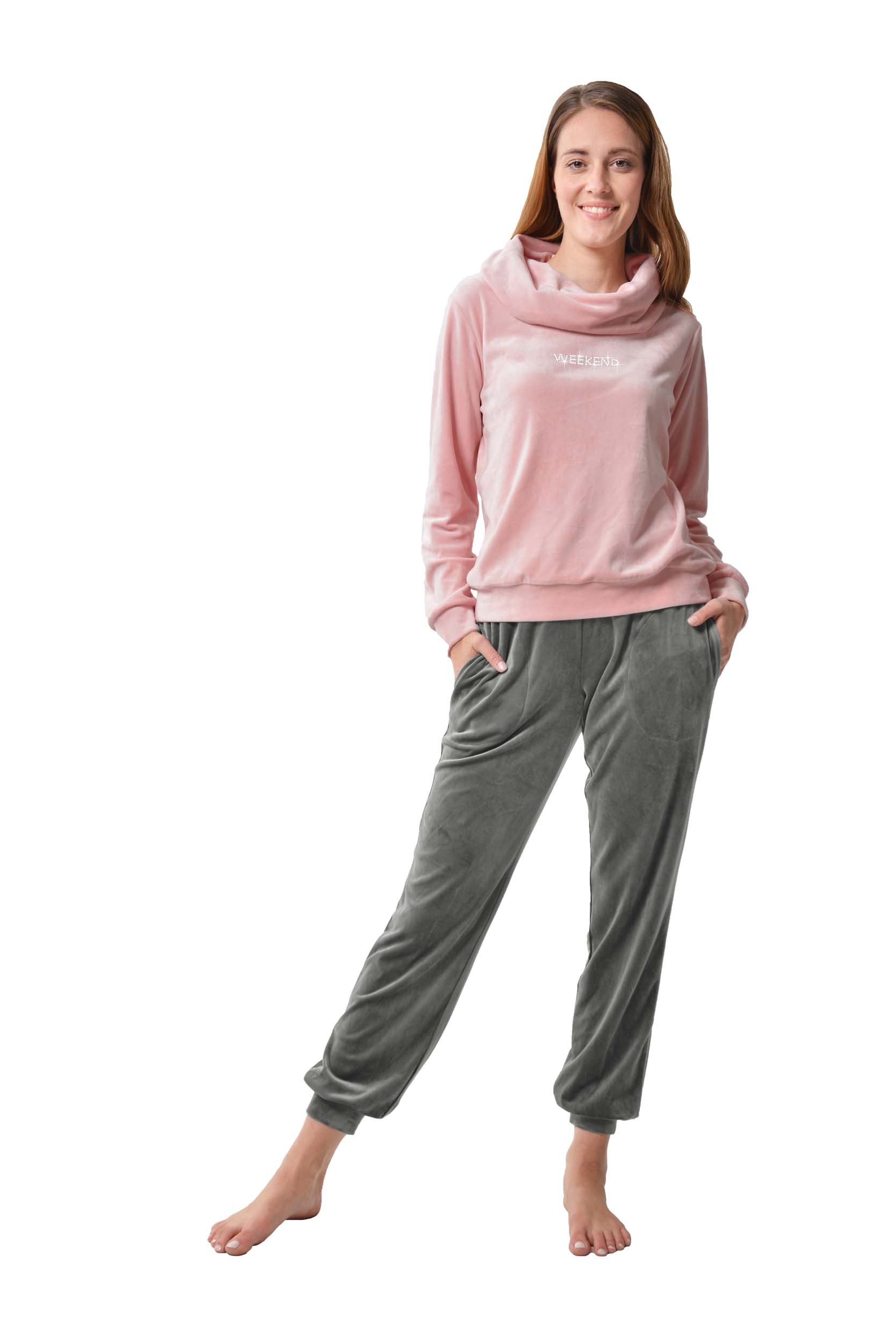 RAIKOU Schlafanzug Damen Trainingsanzug Jogginganzug Fitnessanzug mit Strassstenen