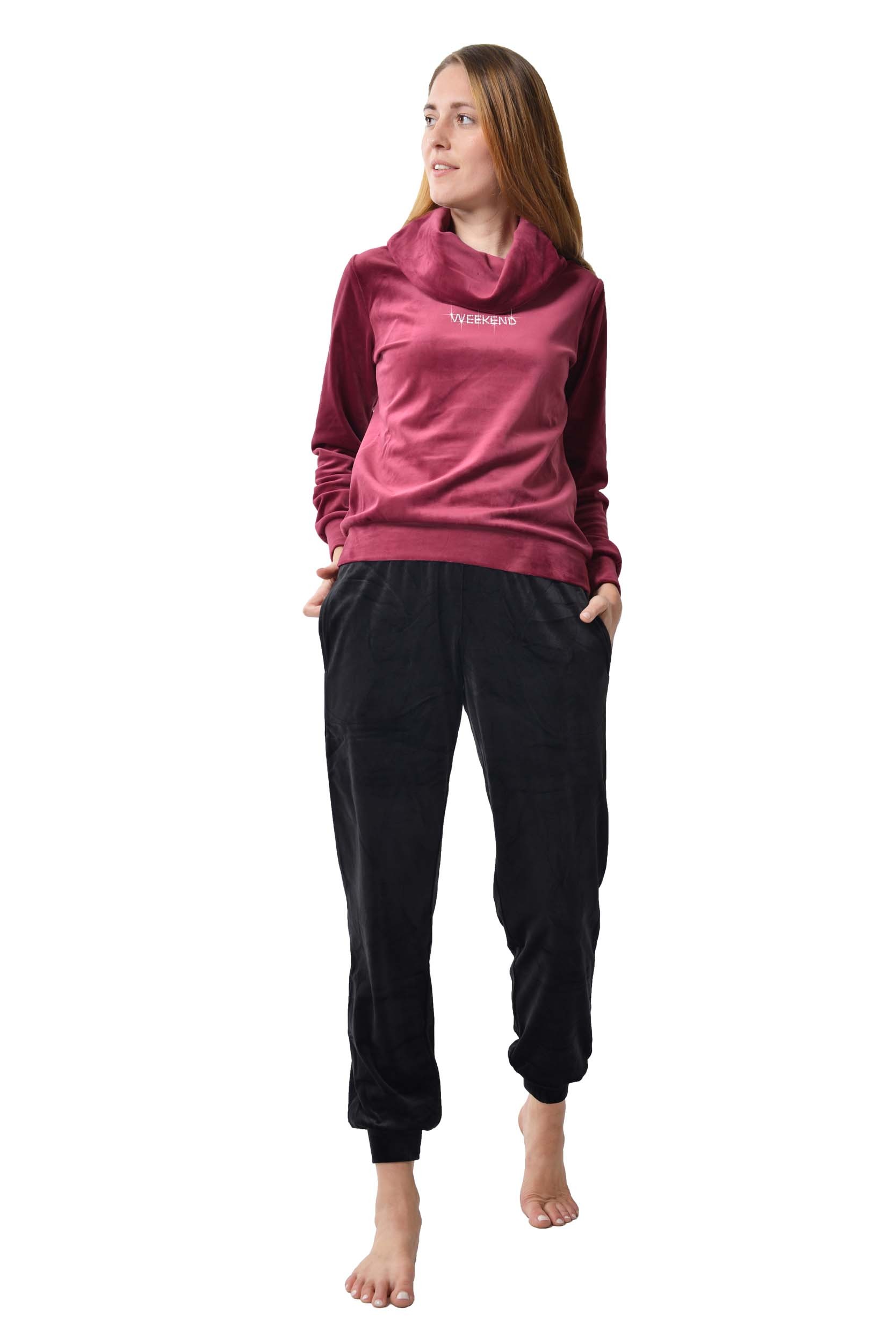 RAIKOU Schlafanzug Damen Trainingsanzug Jogginganzug Fitnessanzug mit Strassstenen