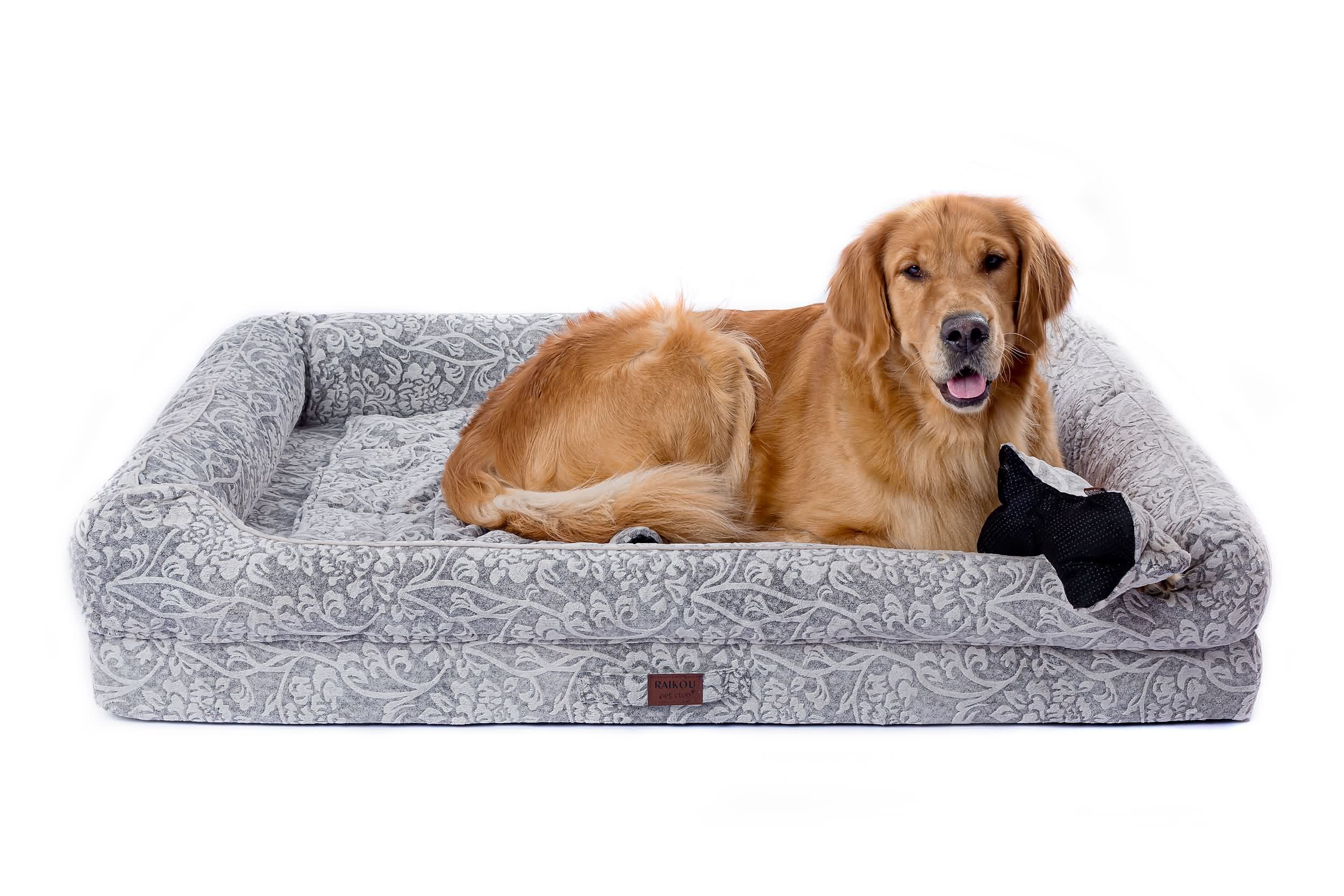 RAIKOU Hundebett mit Abnehmbarem Kissen, gepolstertes waschbares Tierbett  Schlafplatz  Hundekissen Hundesofa Hundemette Tierbedarf