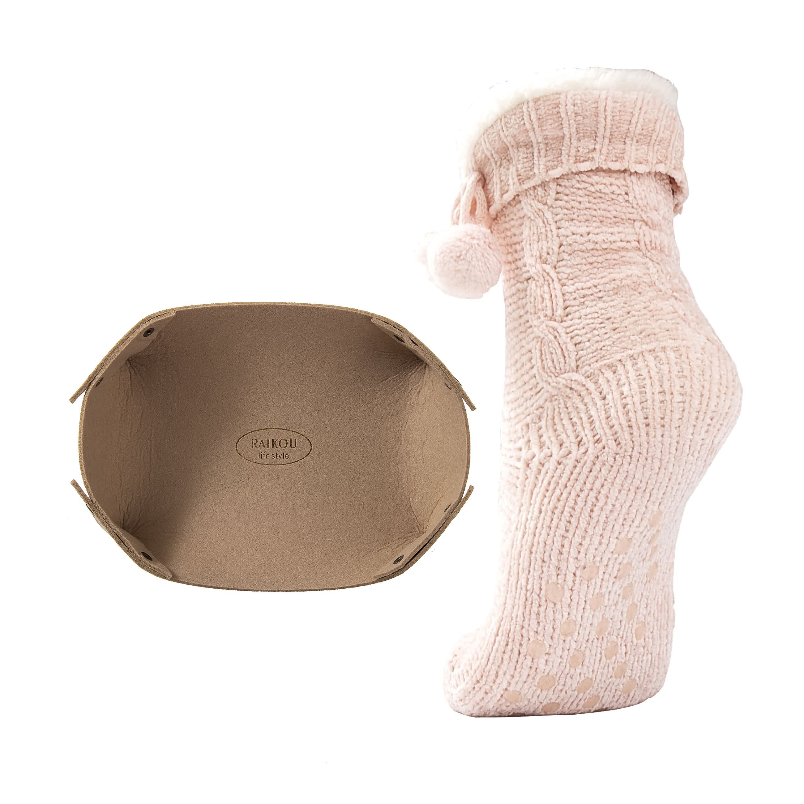 RAIKOU Kuschelsocken Flauschige Socken Warme Wintersocken Weiche Haussocken Bettsocken Hüttensocken Geschenke Weihnachtssocken mit ABS Sohle