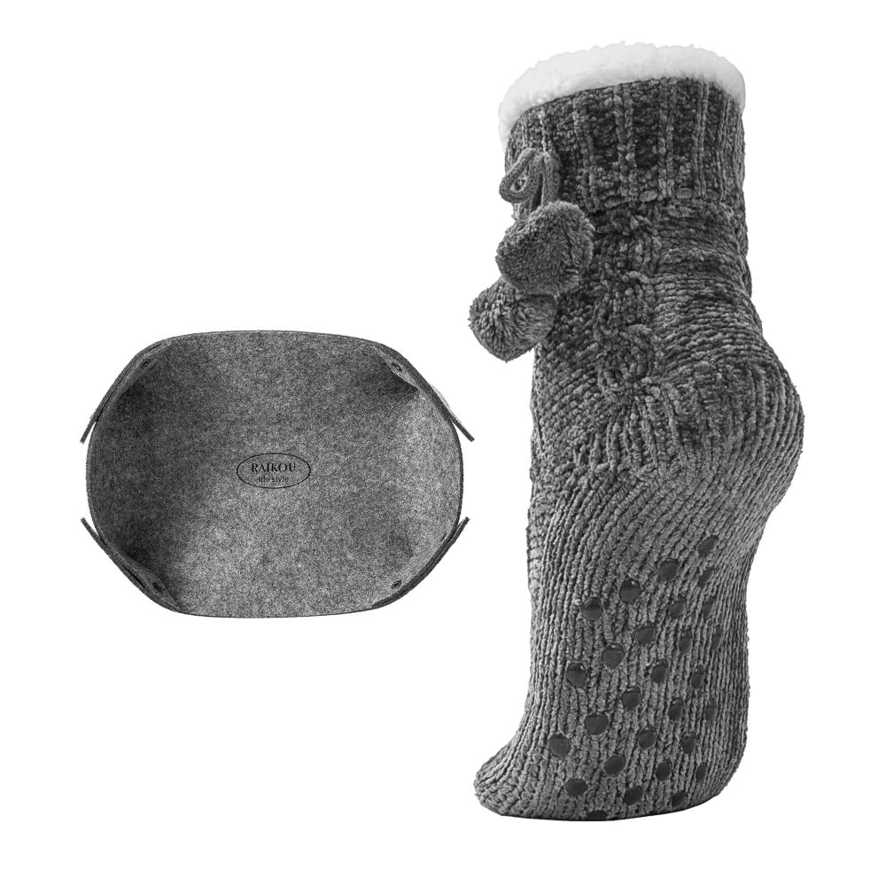 RAIKOU Kuschelsocken Flauschige Socken Warme Wintersocken Weiche Haussocken Bettsocken Hüttensocken Geschenke Weihnachtssocken mit ABS Sohle