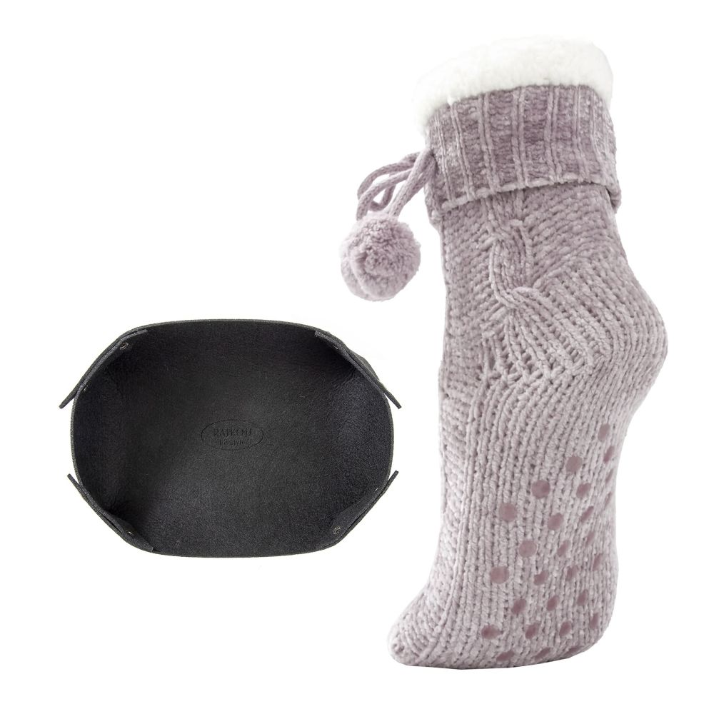 RAIKOU Kuschelsocken Flauschige Socken Warme Wintersocken Weiche Haussocken Bettsocken Hüttensocken Geschenke Weihnachtssocken mit ABS Sohle