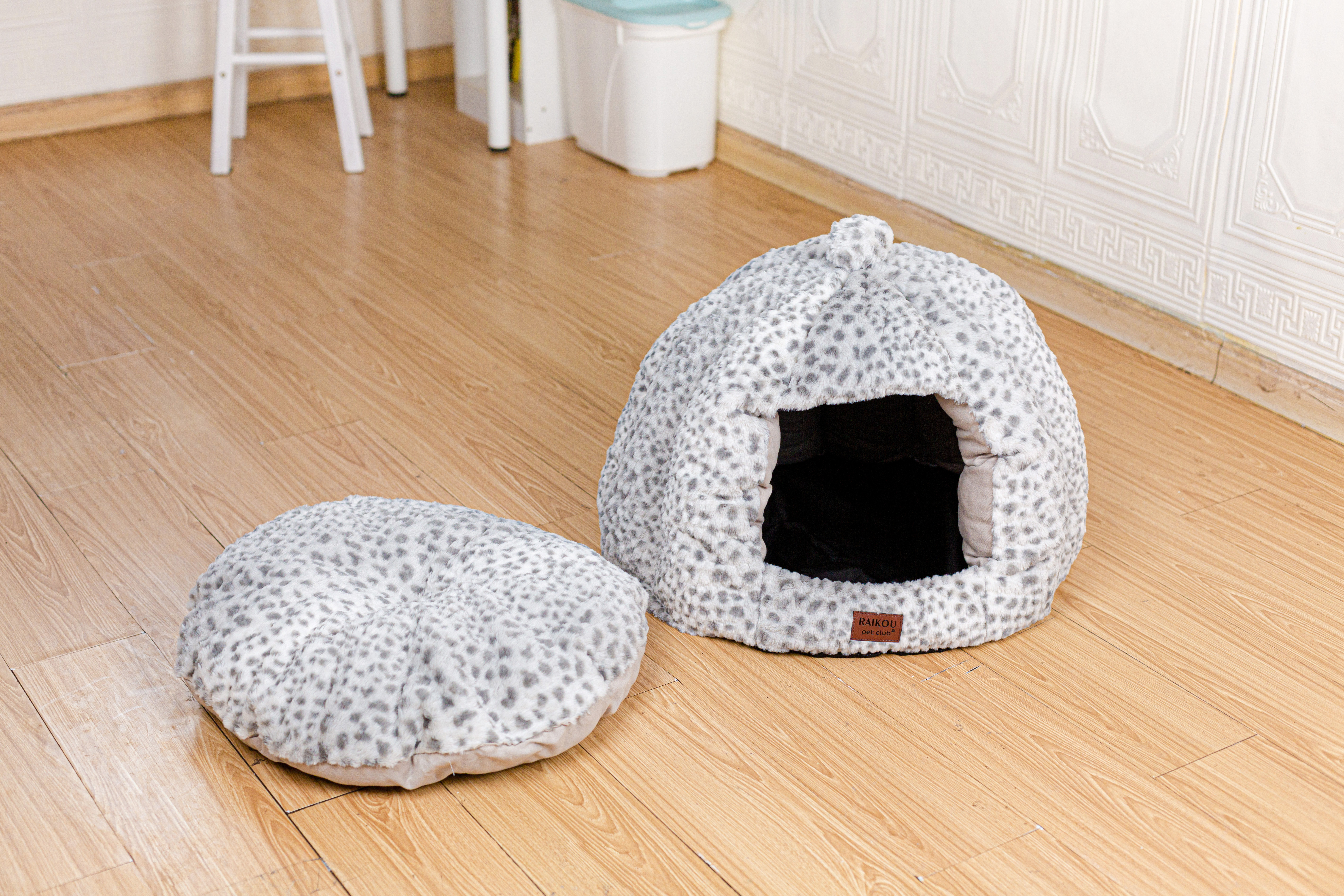 RAIKOU warm kuschelig Haustierhaus Hundehöhle Hundebett, Katzenhöhle, Katzenhaus, Haustier Nest für Katze Hunde Kaninchen für Kleine Katzen und Hunde