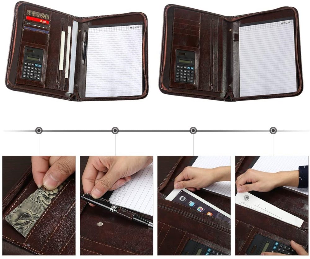 A4 Schreibmappe Portfolio Dokumenten-Mappe Konferenzmappe, Reißverschluss inkl. Schreibblock