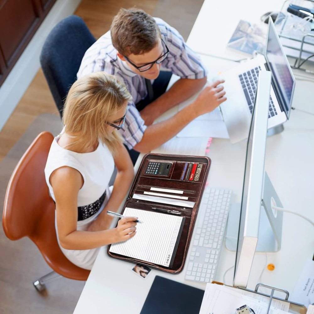 A4 Schreibmappe Portfolio Dokumenten-Mappe Konferenzmappe, Reißverschluss inkl. Schreibblock